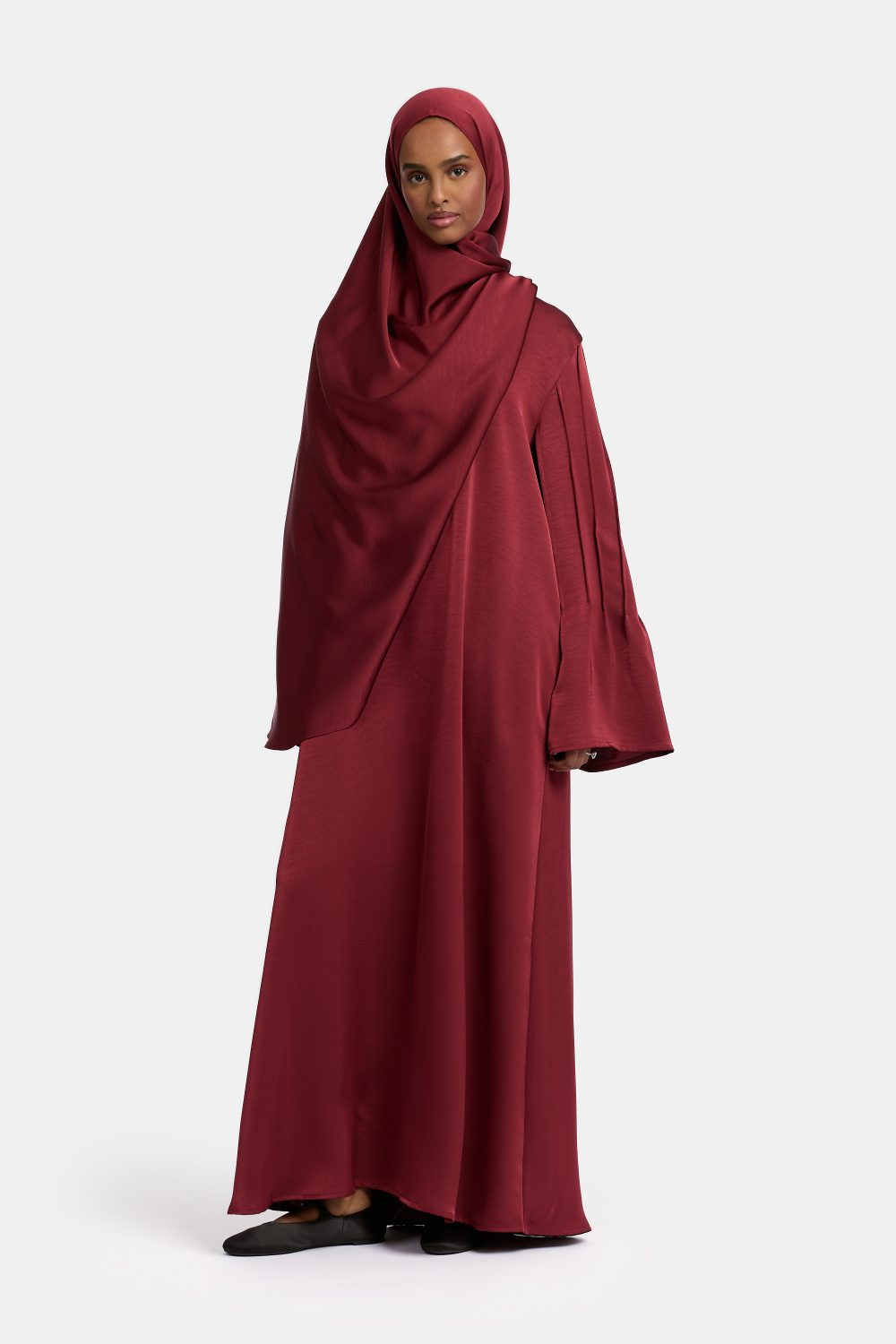 Finesse satin abaya Brown Red