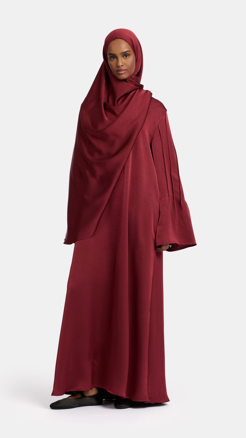 Finesse satin abaya Brown Red