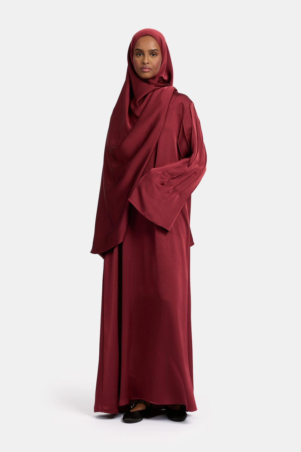 Finesse satin abaya Brown Red - Afbeelding 2