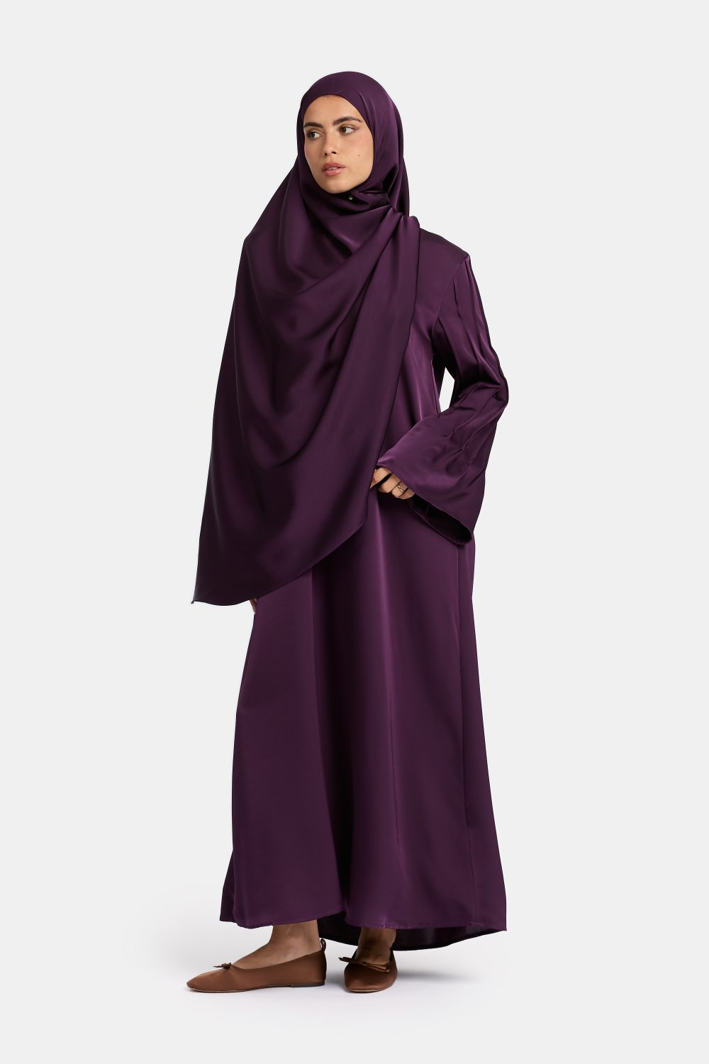 Finesse satin abaya Burnt Maroon - Afbeelding 2