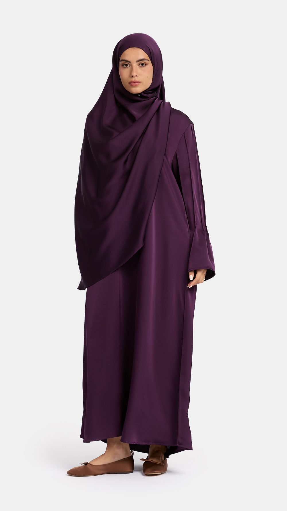 Finesse satin abaya Burnt Maroon