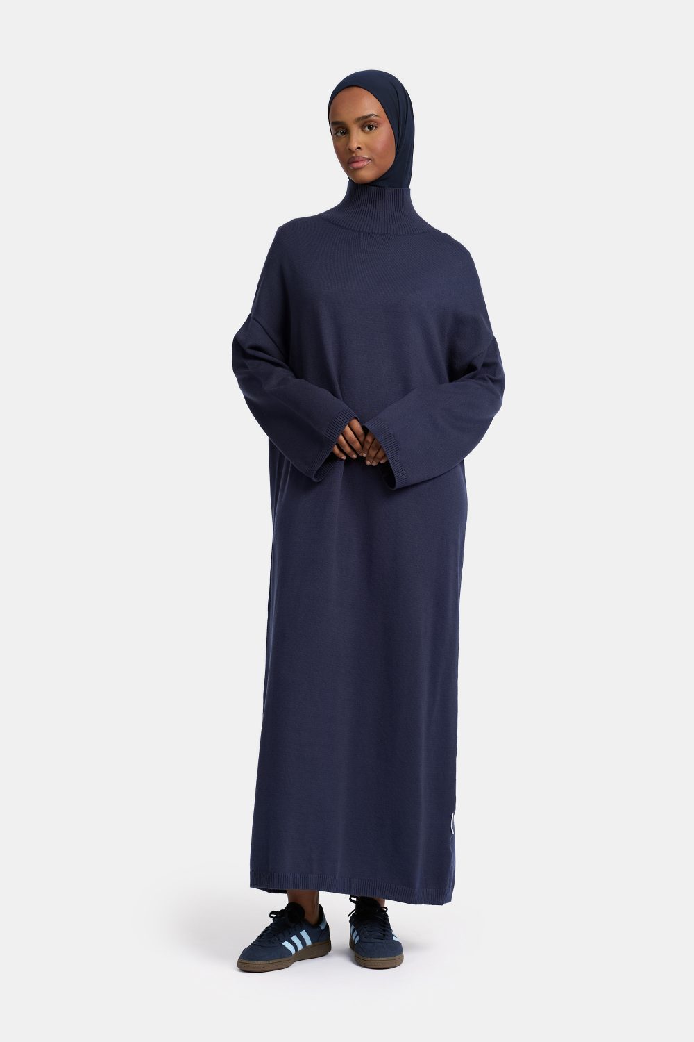 Tricot high neck abaya Dark Blue - Afbeelding 2