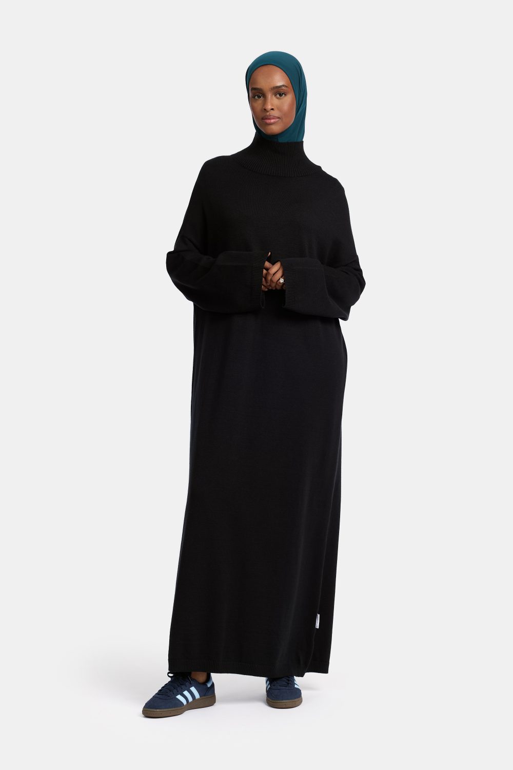 Tricot high neck abaya Black - Afbeelding 2