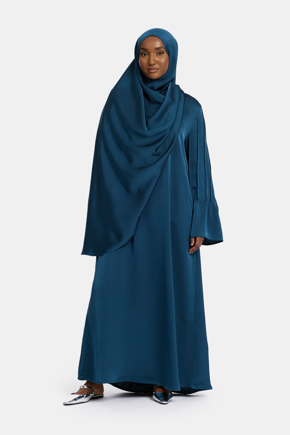 Finesse satin abaya Arabian Green