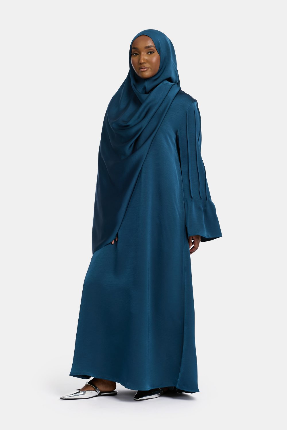 Finesse satin abaya Arabian Green - Afbeelding 2