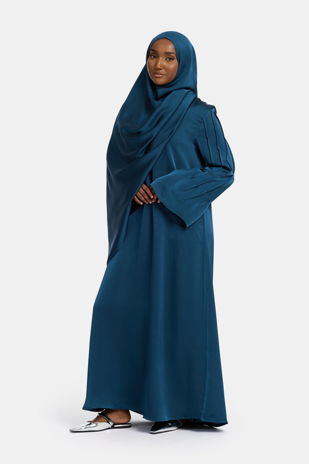Finesse satin abaya Arabian Green - Afbeelding 3