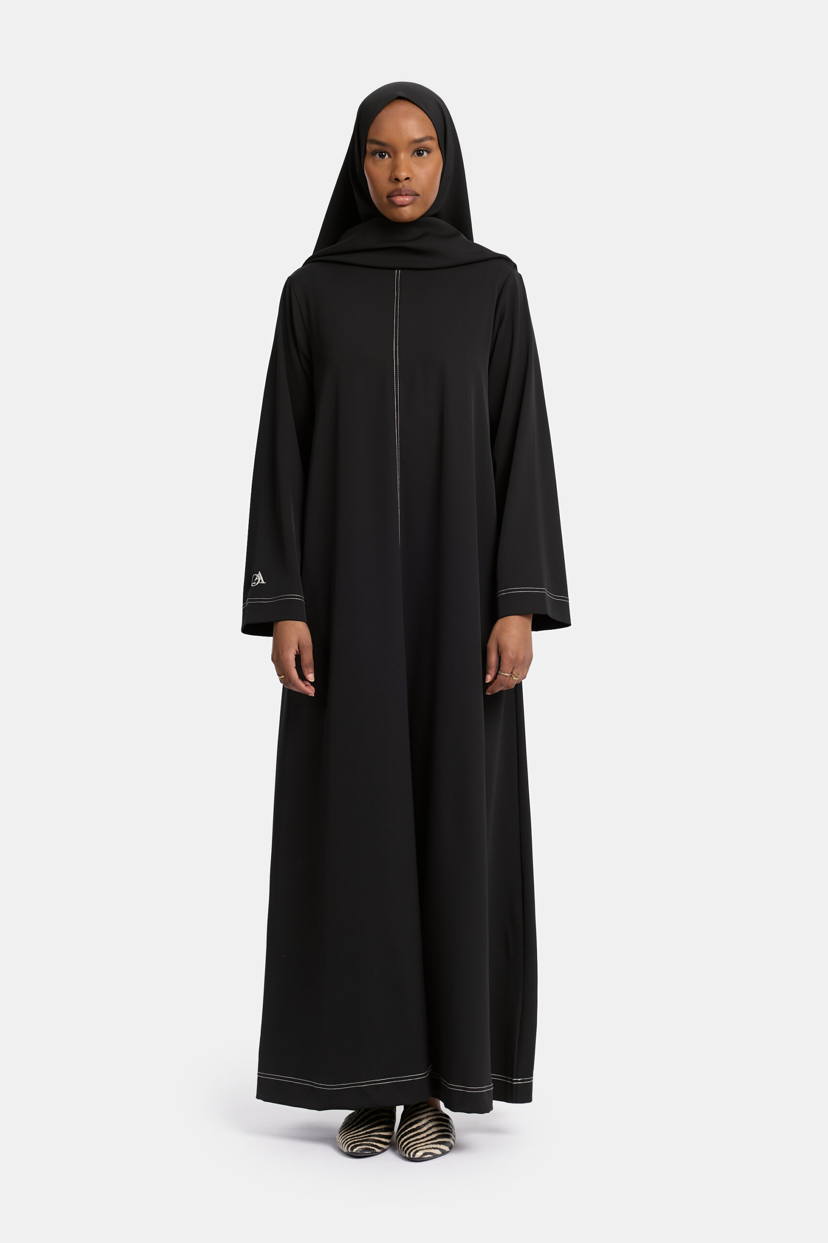 Trim abaya Black White