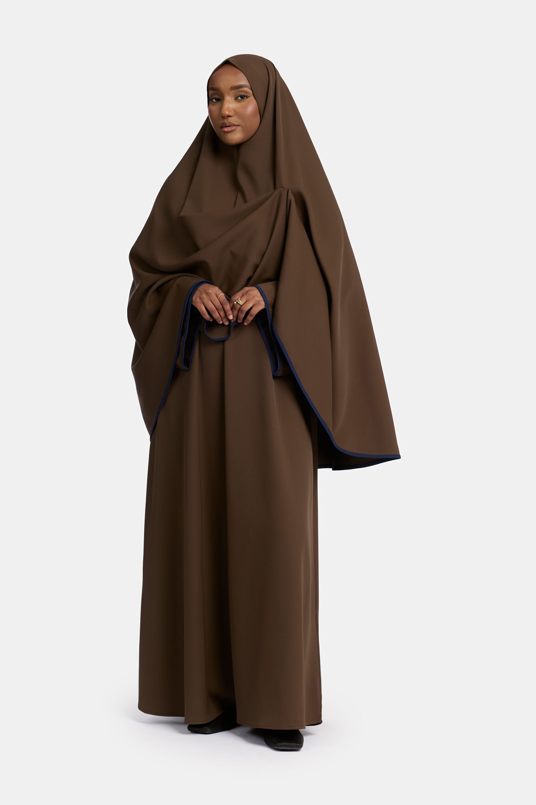 Magnet abaya and khimar set Dark Chocolate Blue