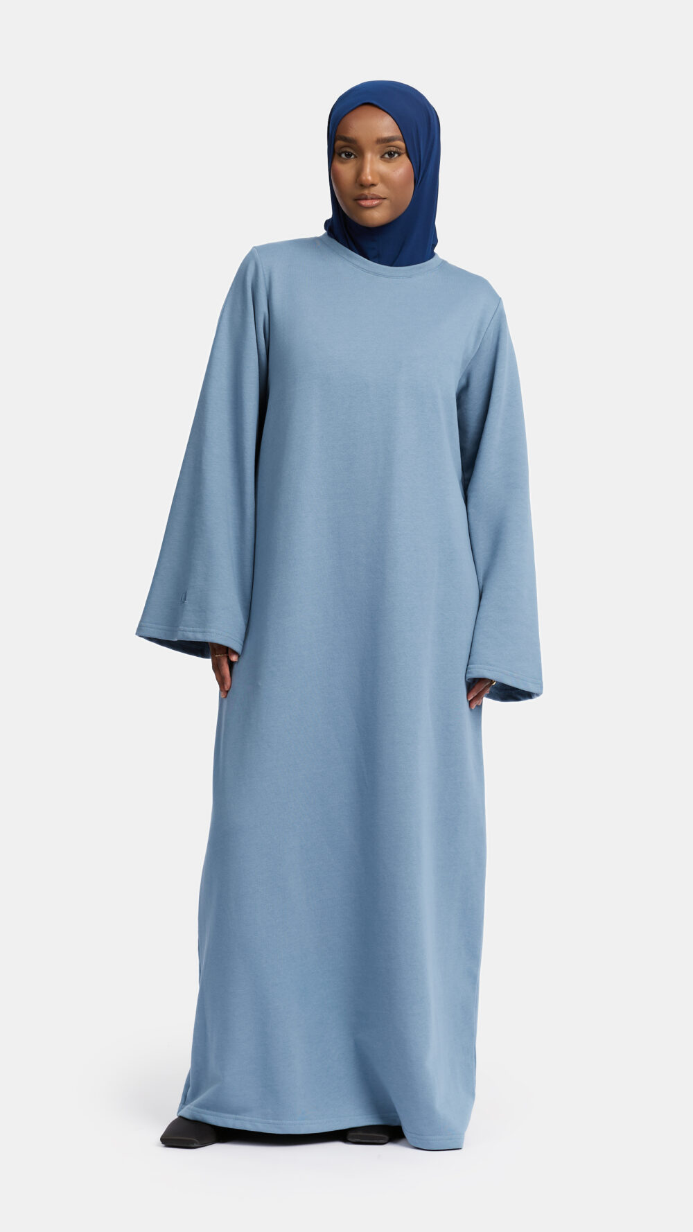 Sweater wide sleeve abaya Denim Blue