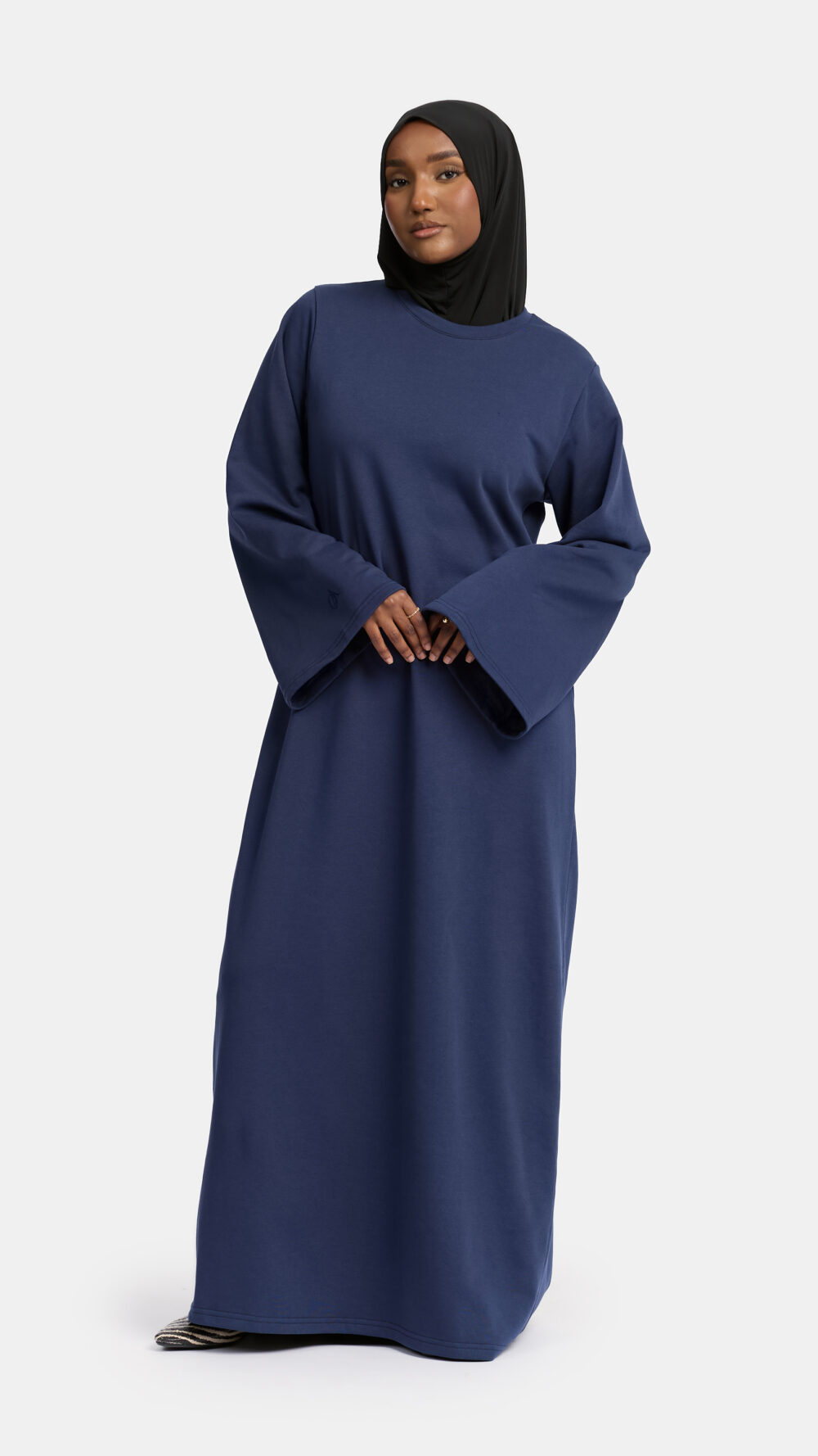 Sweater wide sleeve abaya Dark Blue
