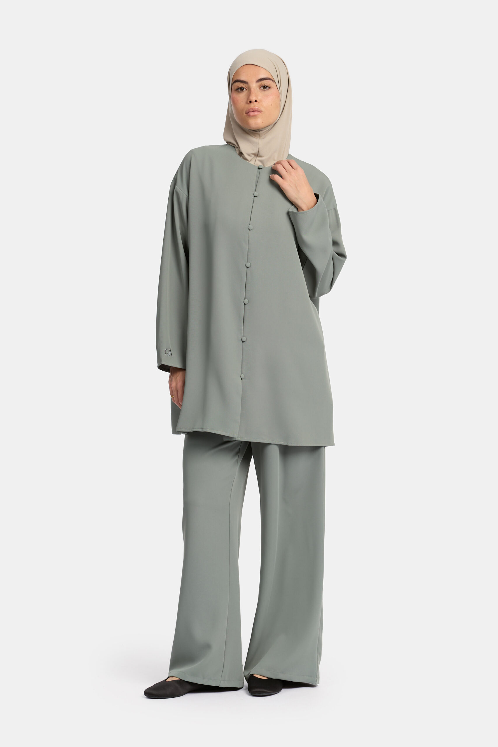 Button twinset Dusty Grey