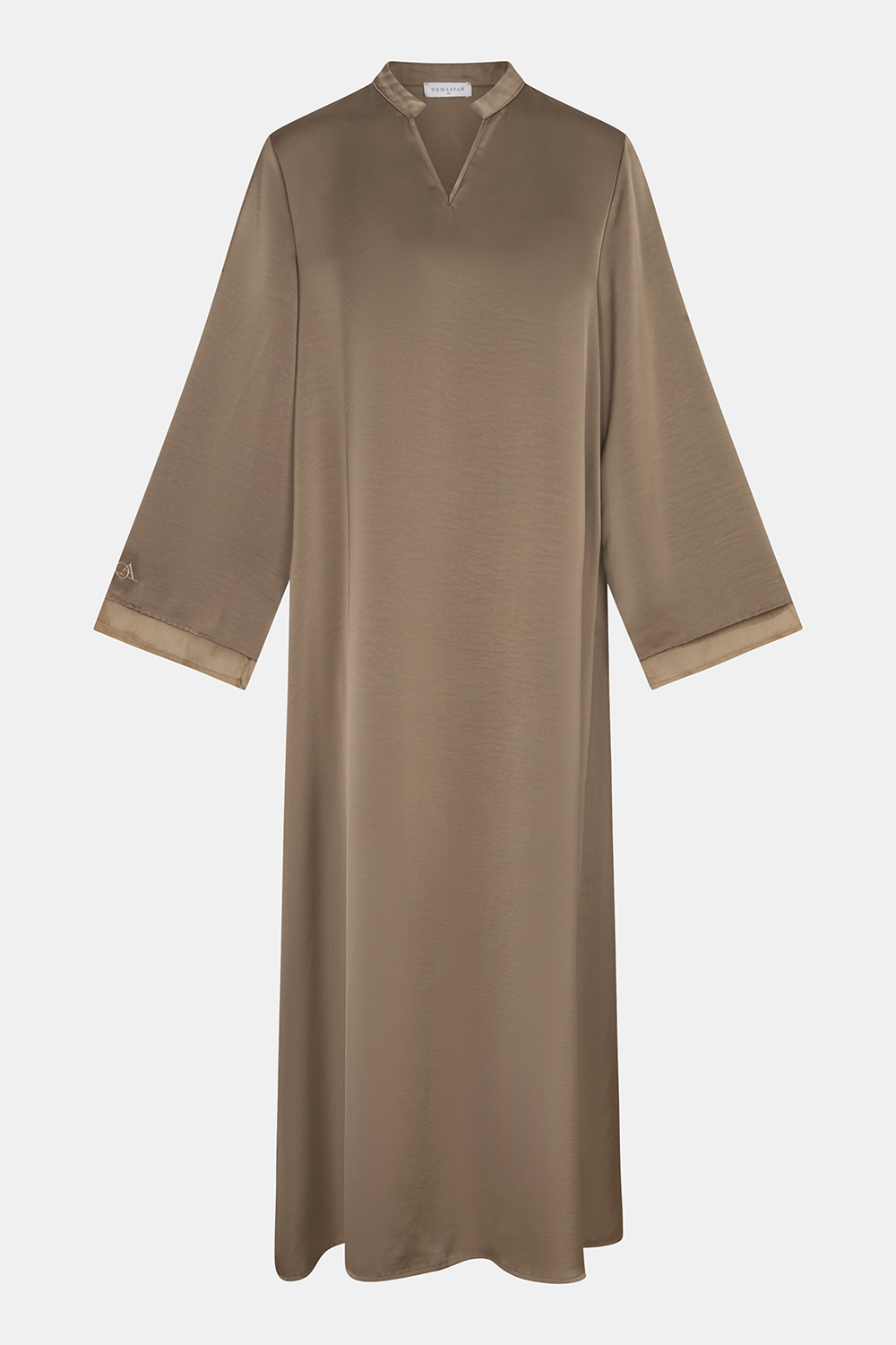 Double sleeve satin abaya Ash Taupe