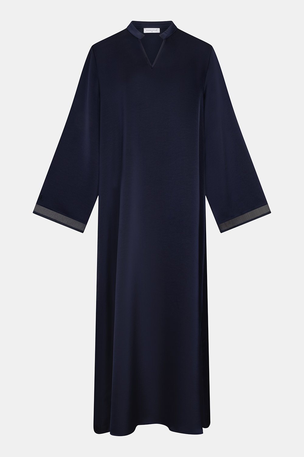 Double sleeve satin abaya Dark Blue