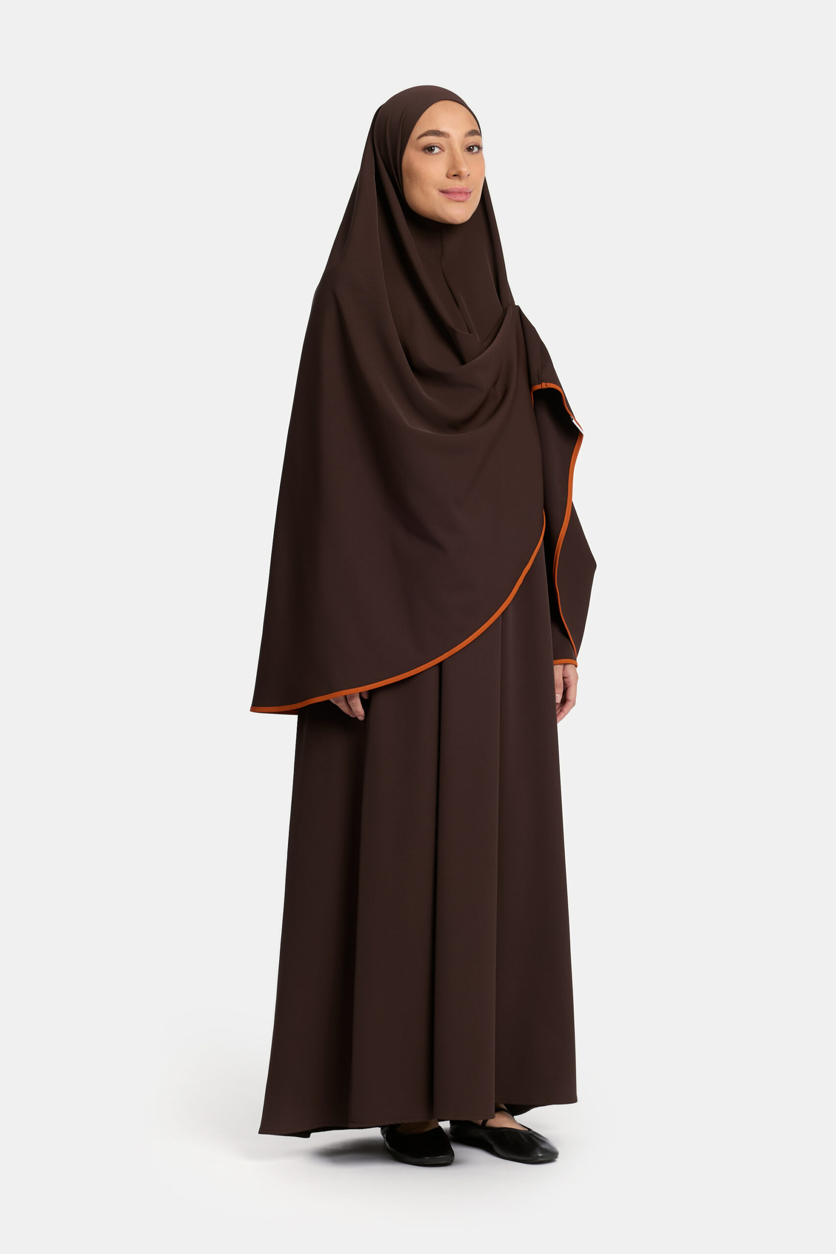 Magnet abaya and khimar set Night Brown