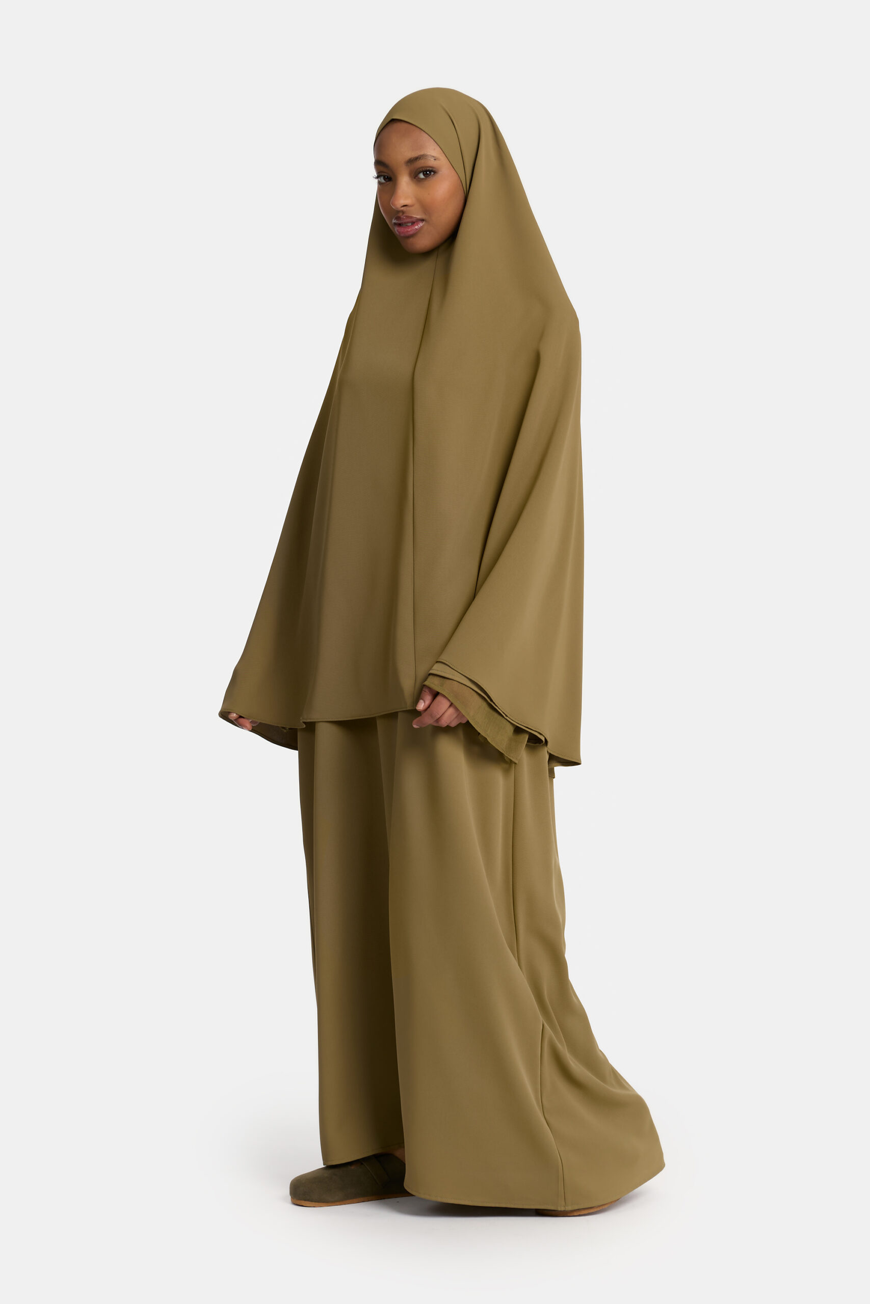 Heup khimar Moss Khaki (Double sleeve) - Afbeelding 2
