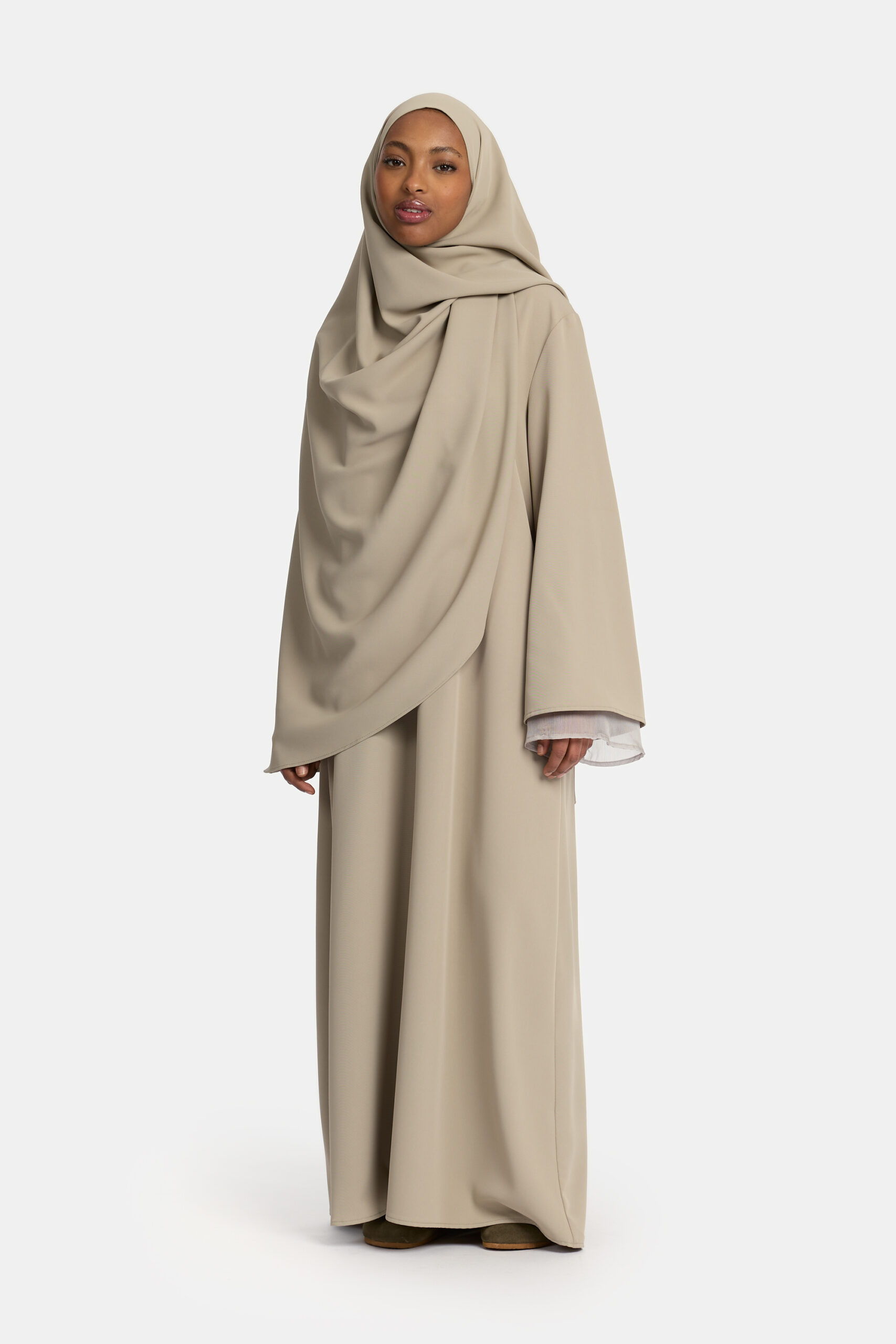 Double sleeve abaya Sage Taupe