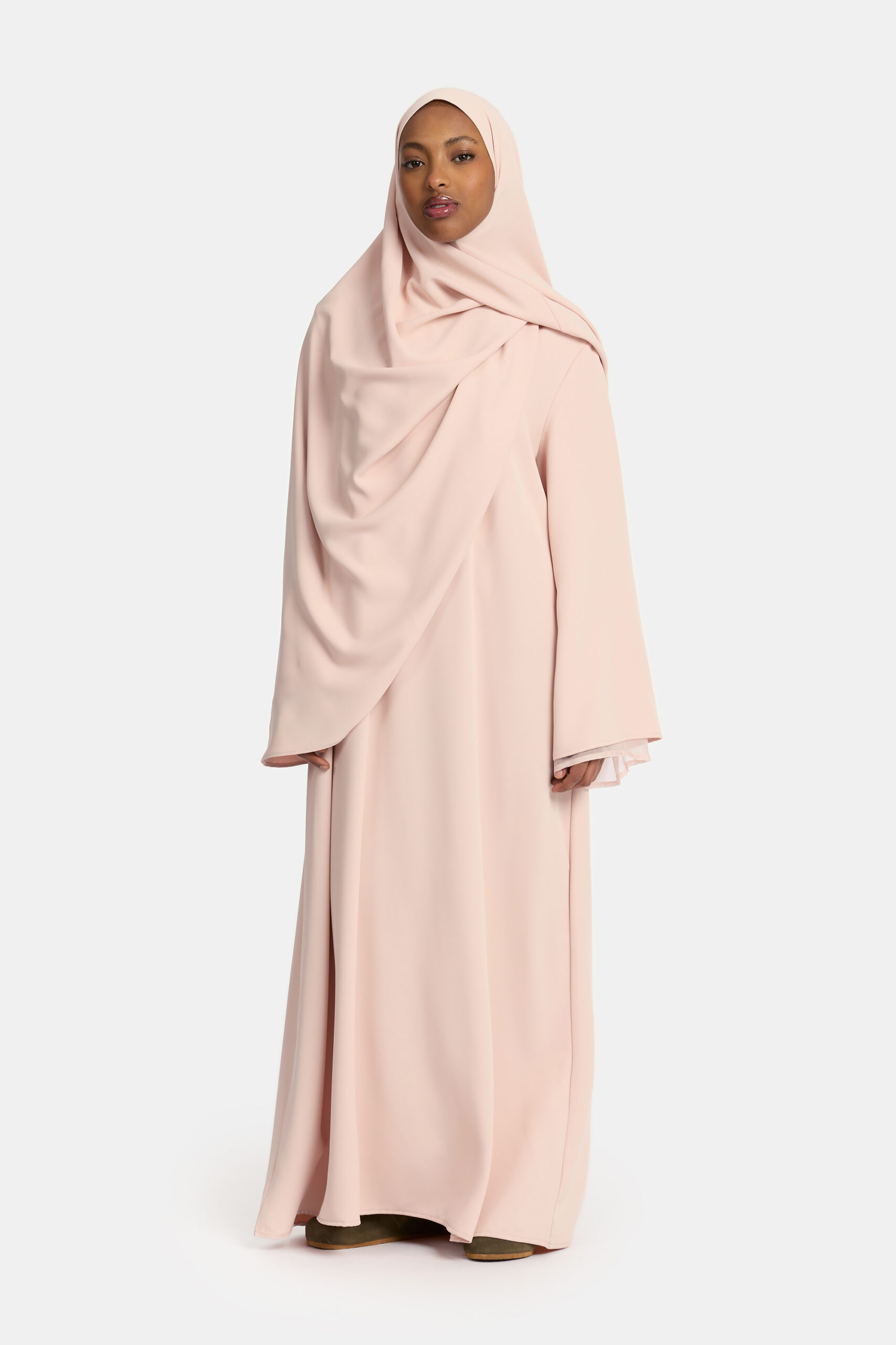 Double sleeve abaya Baby Blush