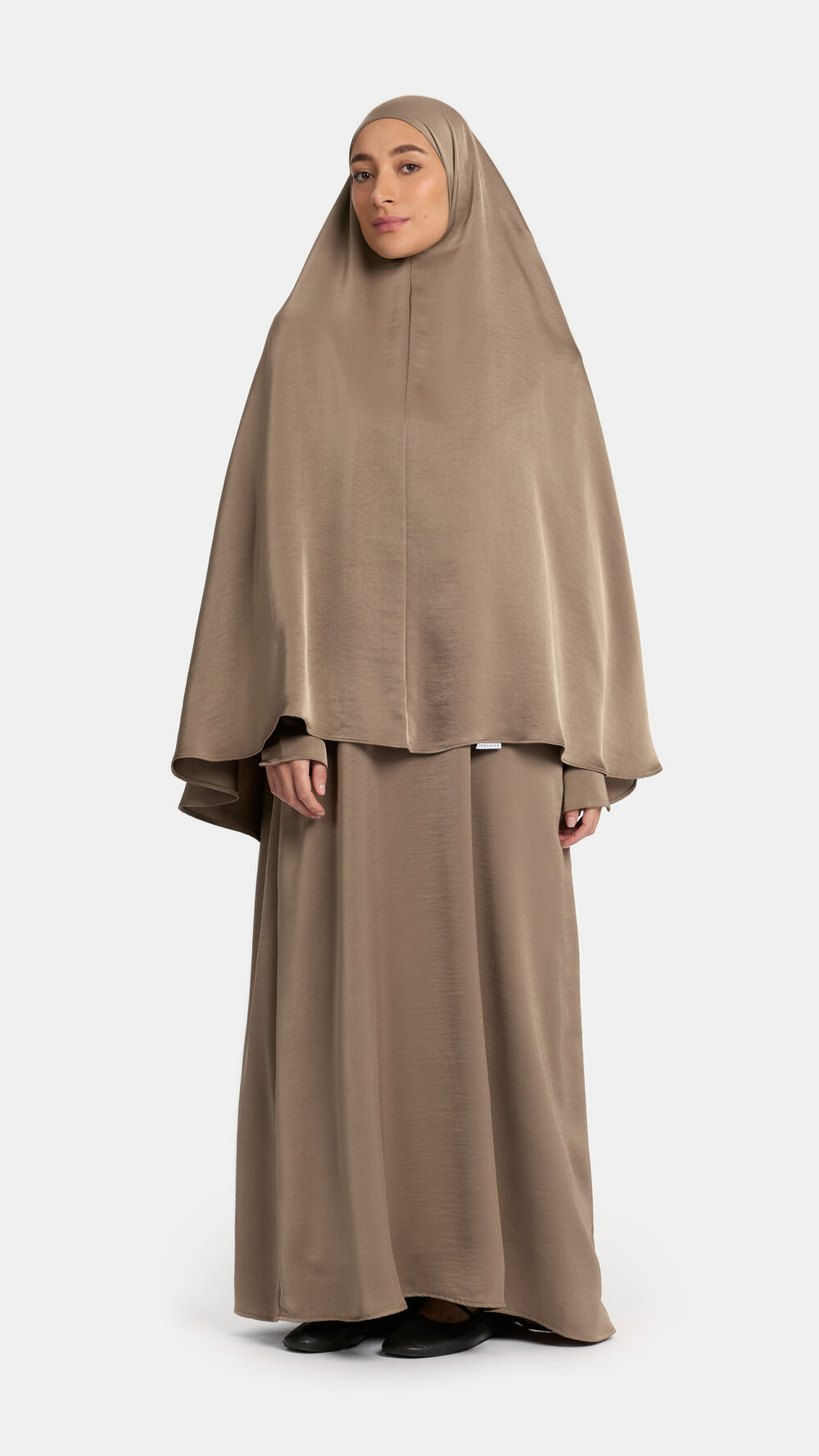 Heup khimar Satin Ash Taupe (Button sleeve)