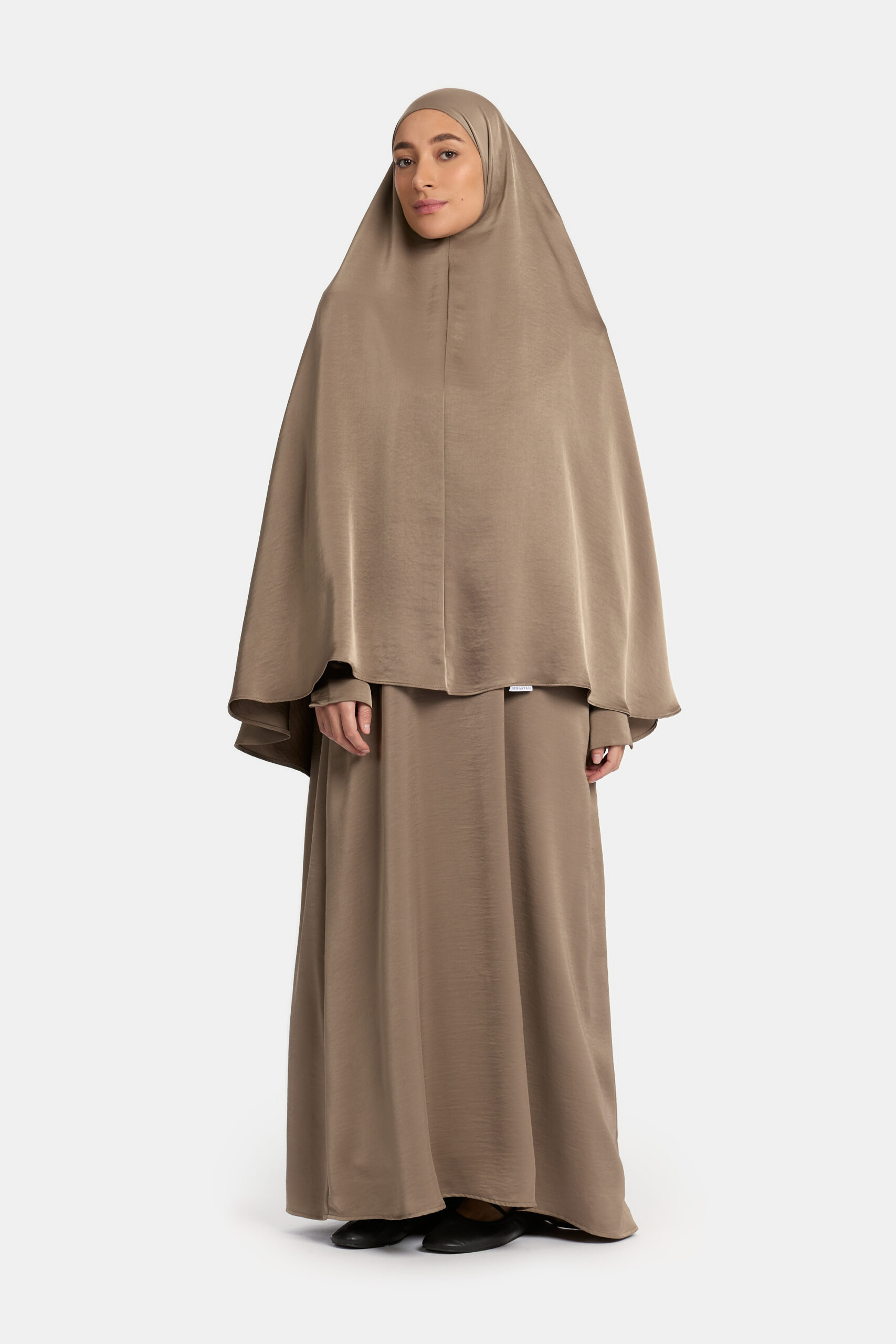 Heup khimar Satin Ash Taupe (Button sleeve)
