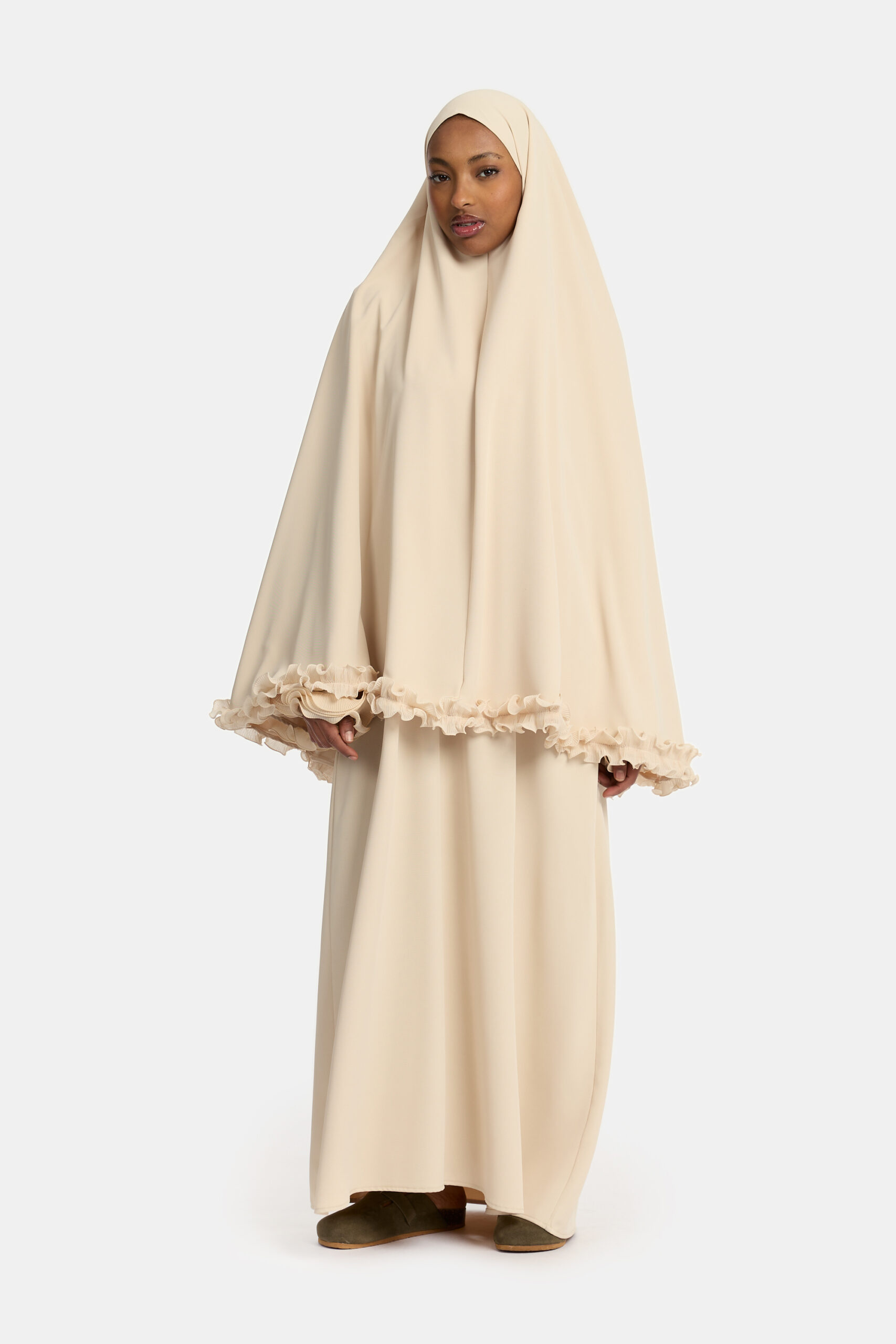Wrinkle chiffon khimar Beige