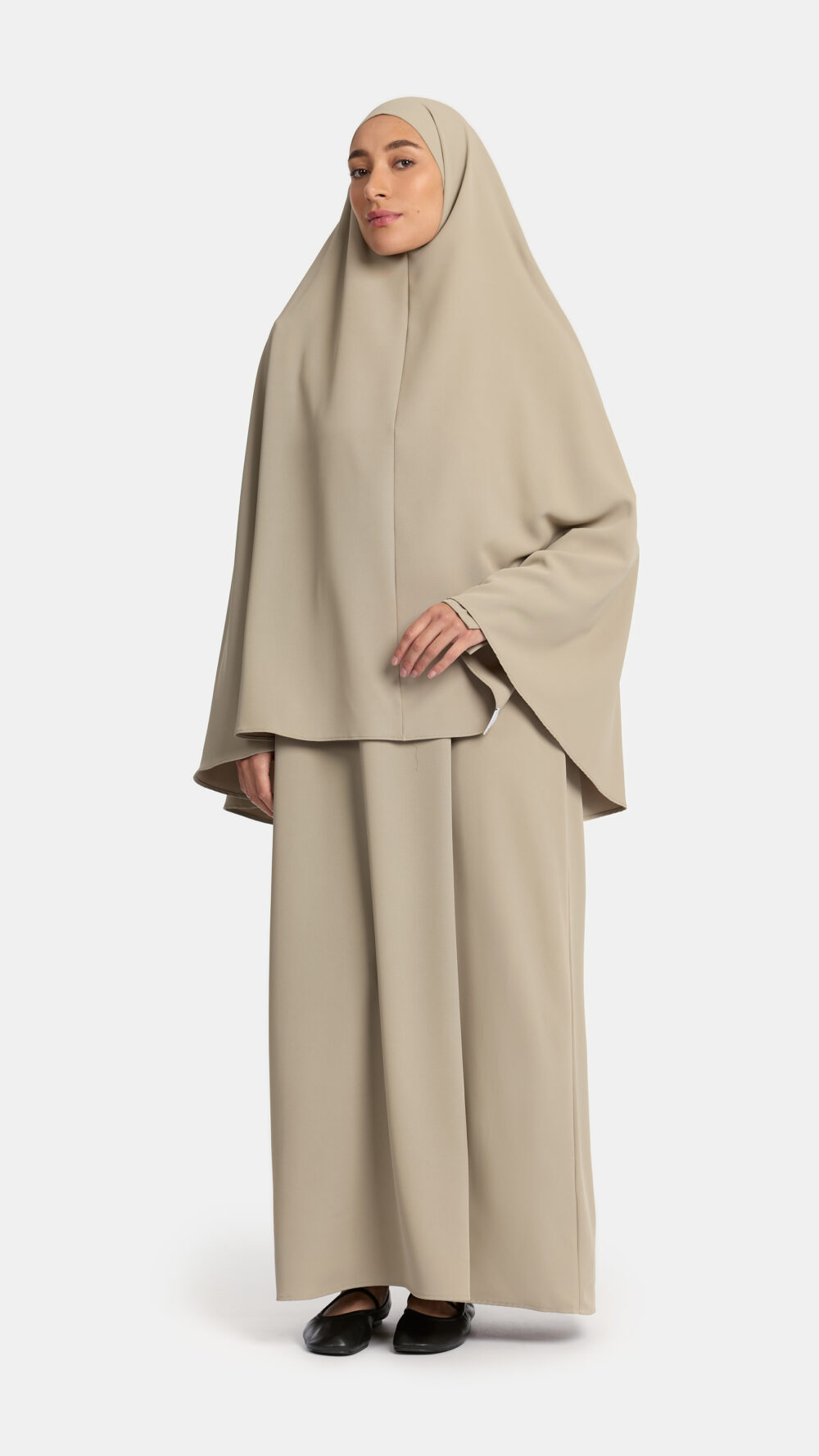 Heup khimar Sage Taupe (Button sleeve)