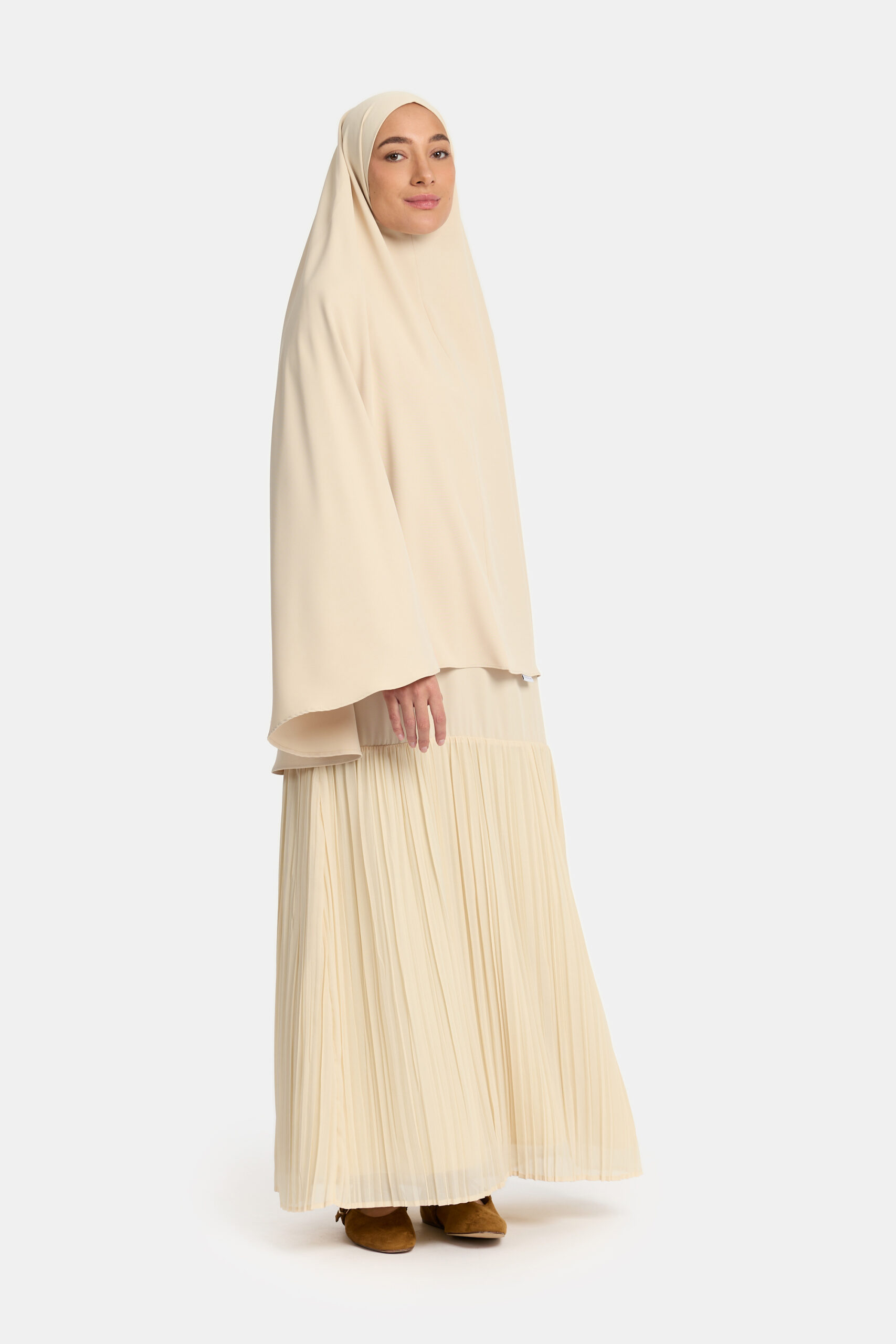 Heup khimar Beige (Pleated skirt) - Afbeelding 2