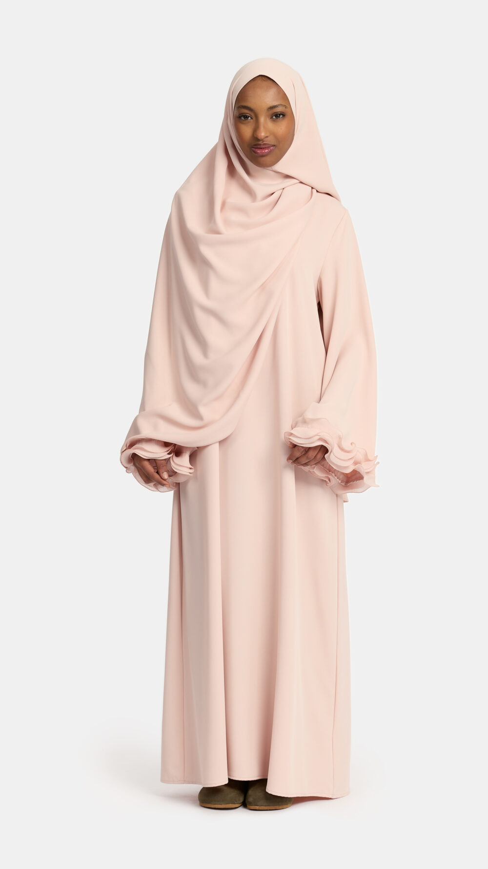 Wrinkle chiffon abaya Baby Blush