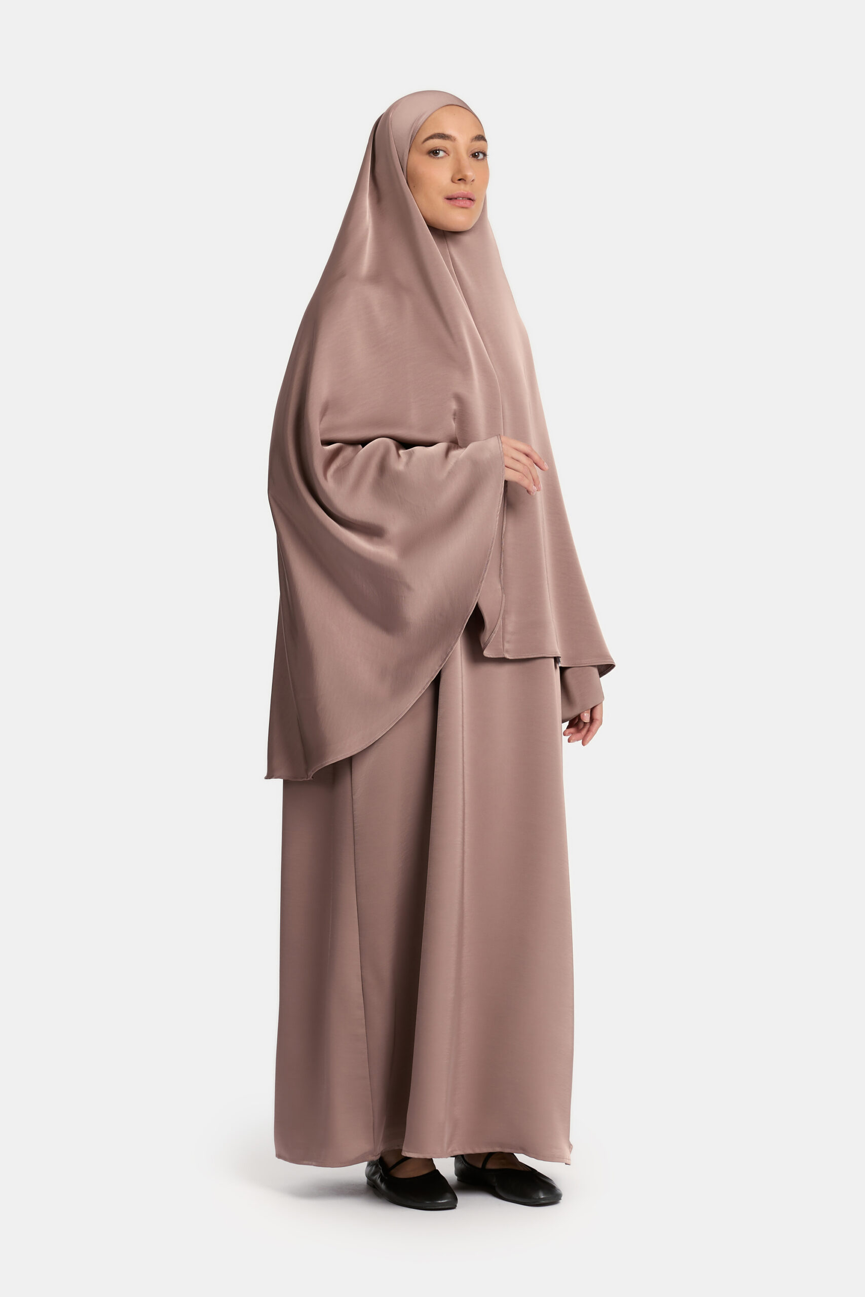 Heup Khimar Satin Dessert Taupe (split flare)