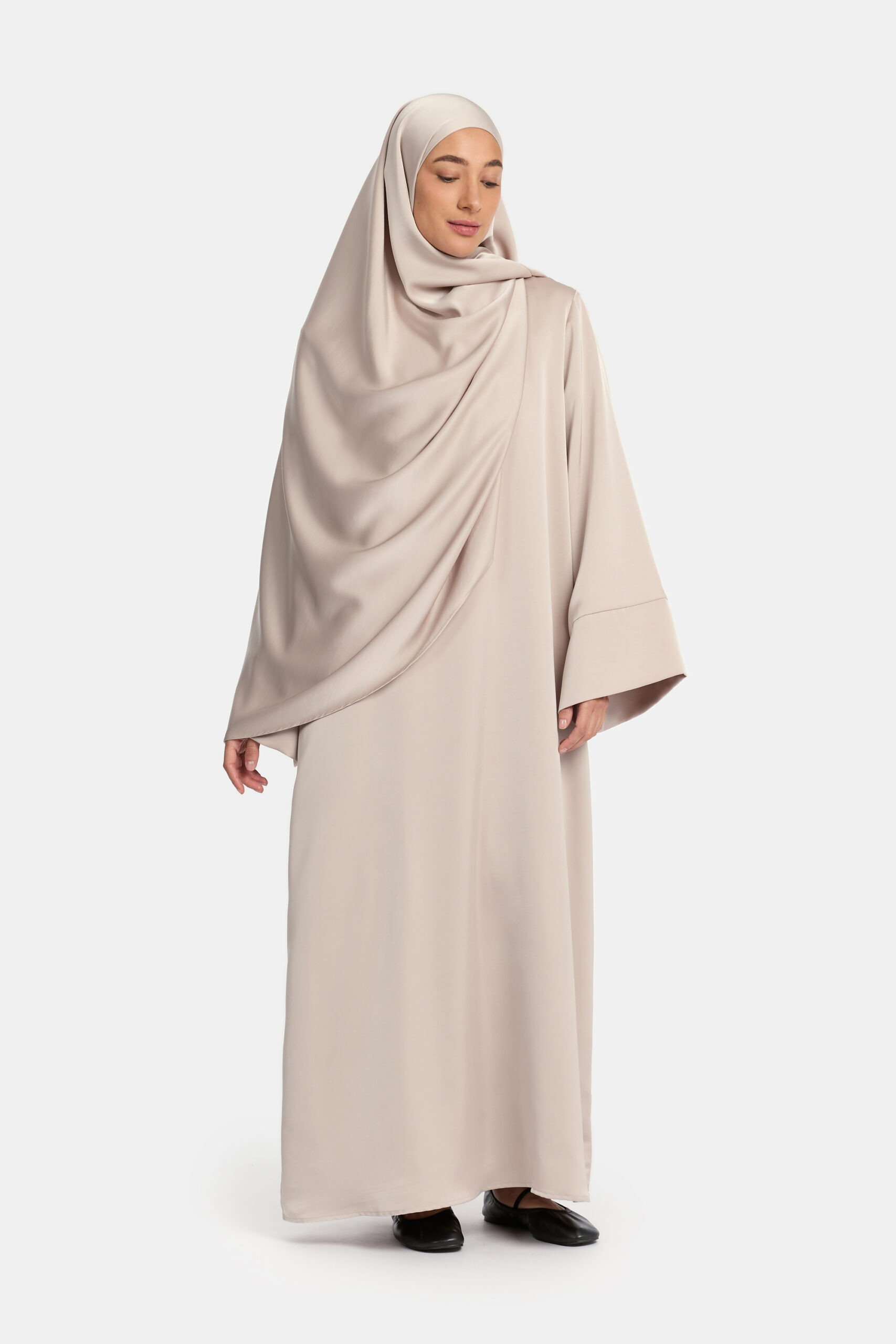 Satin Split flare abaya Pearl