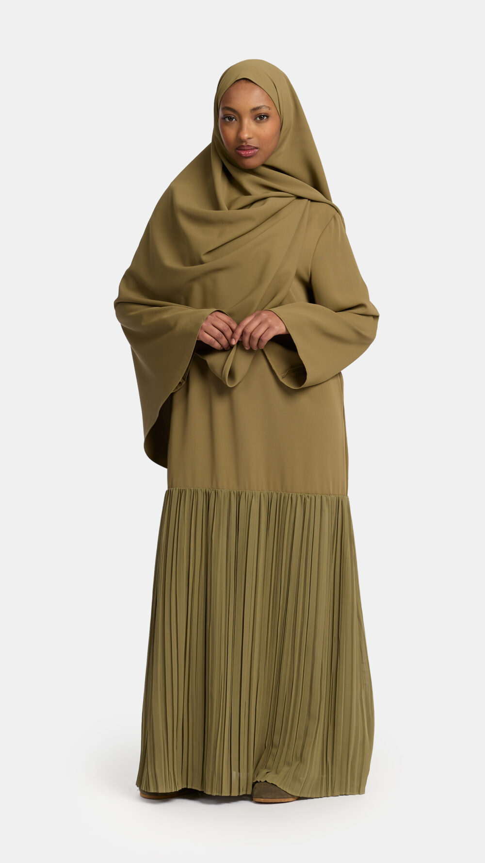 Pleated skirt abaya Moss Khaki