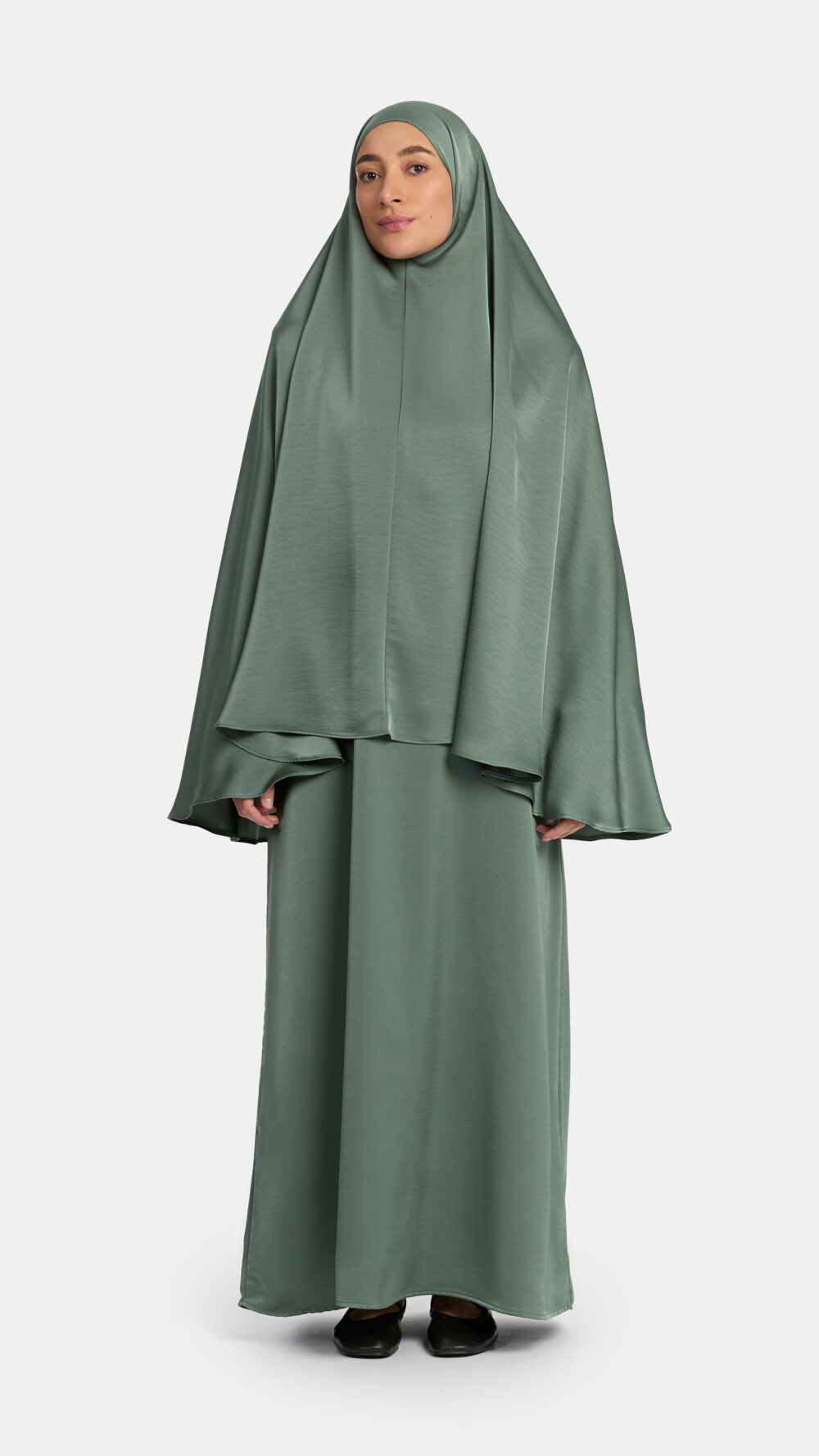 Heup khimar Satin Ash Sage (Double cute sleeve)