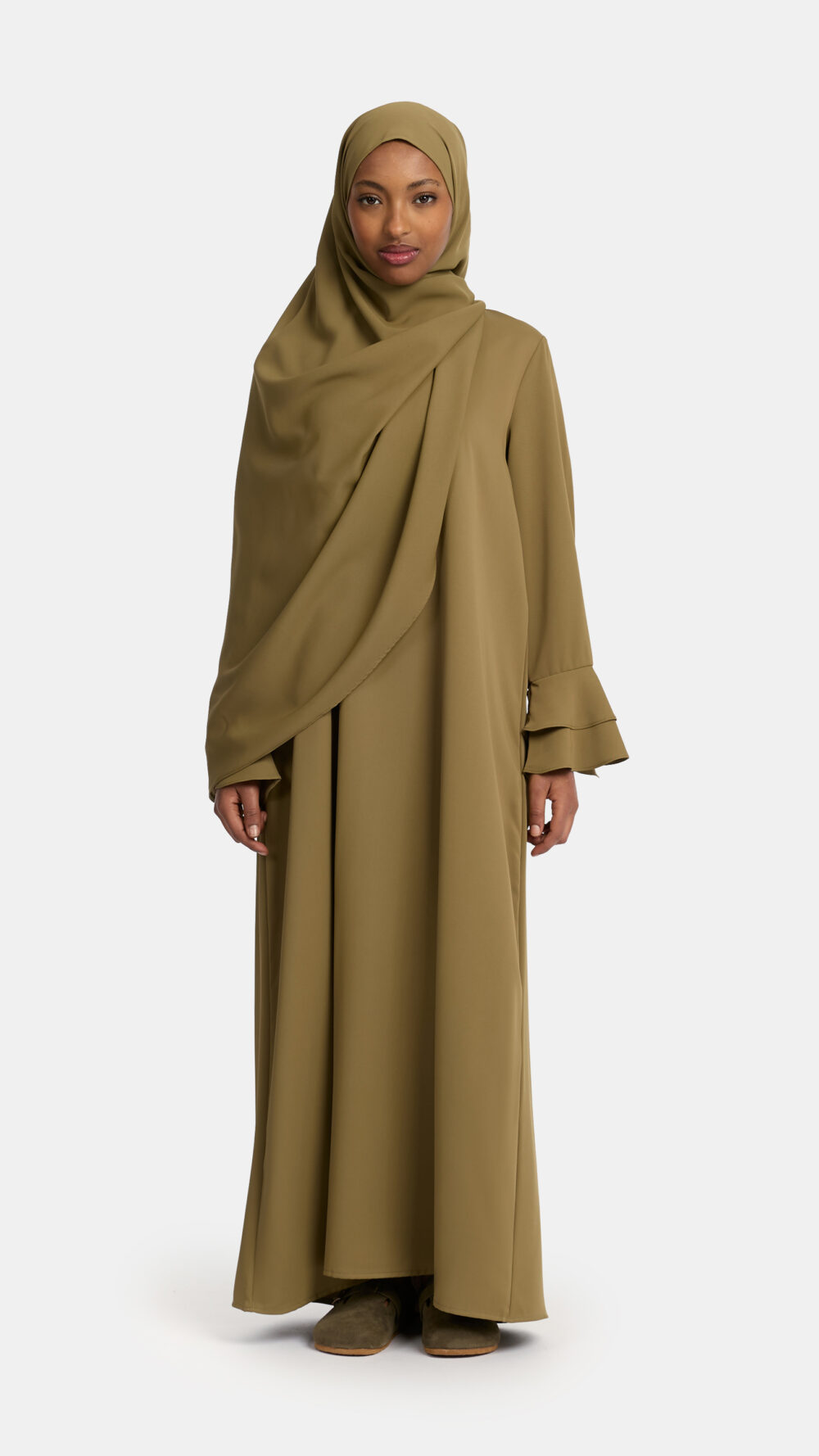 Double cute sleeve abaya Moss Khaki