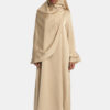 Satin Double cute sleeve abaya Warm Taupe