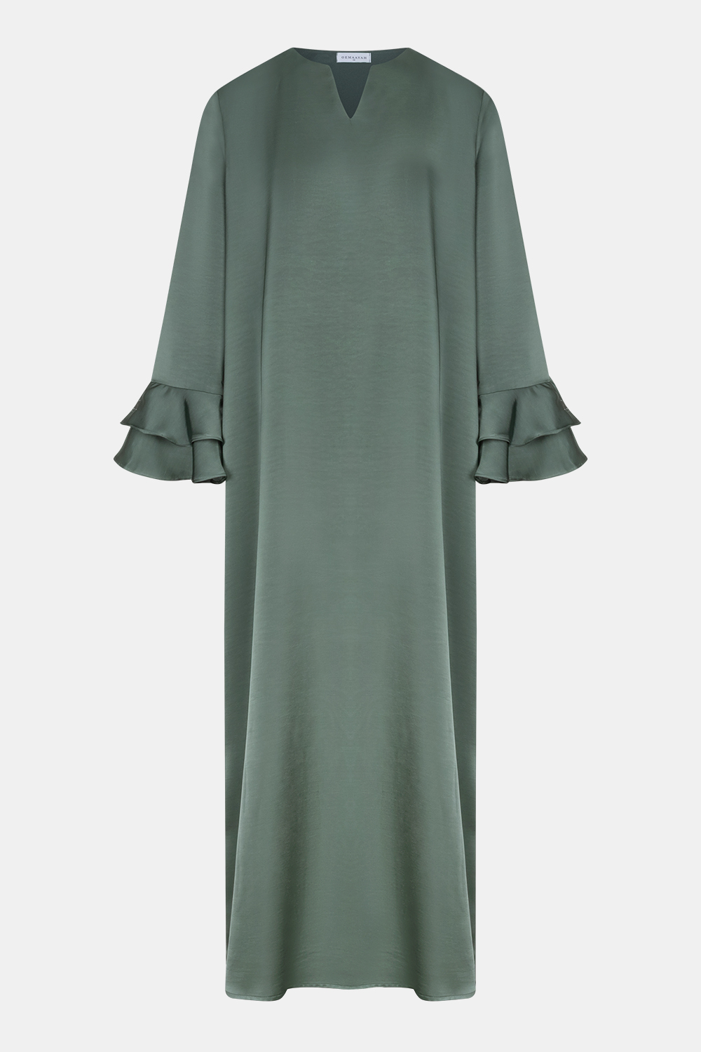 Satin Double cute sleeve abaya Ash Sage