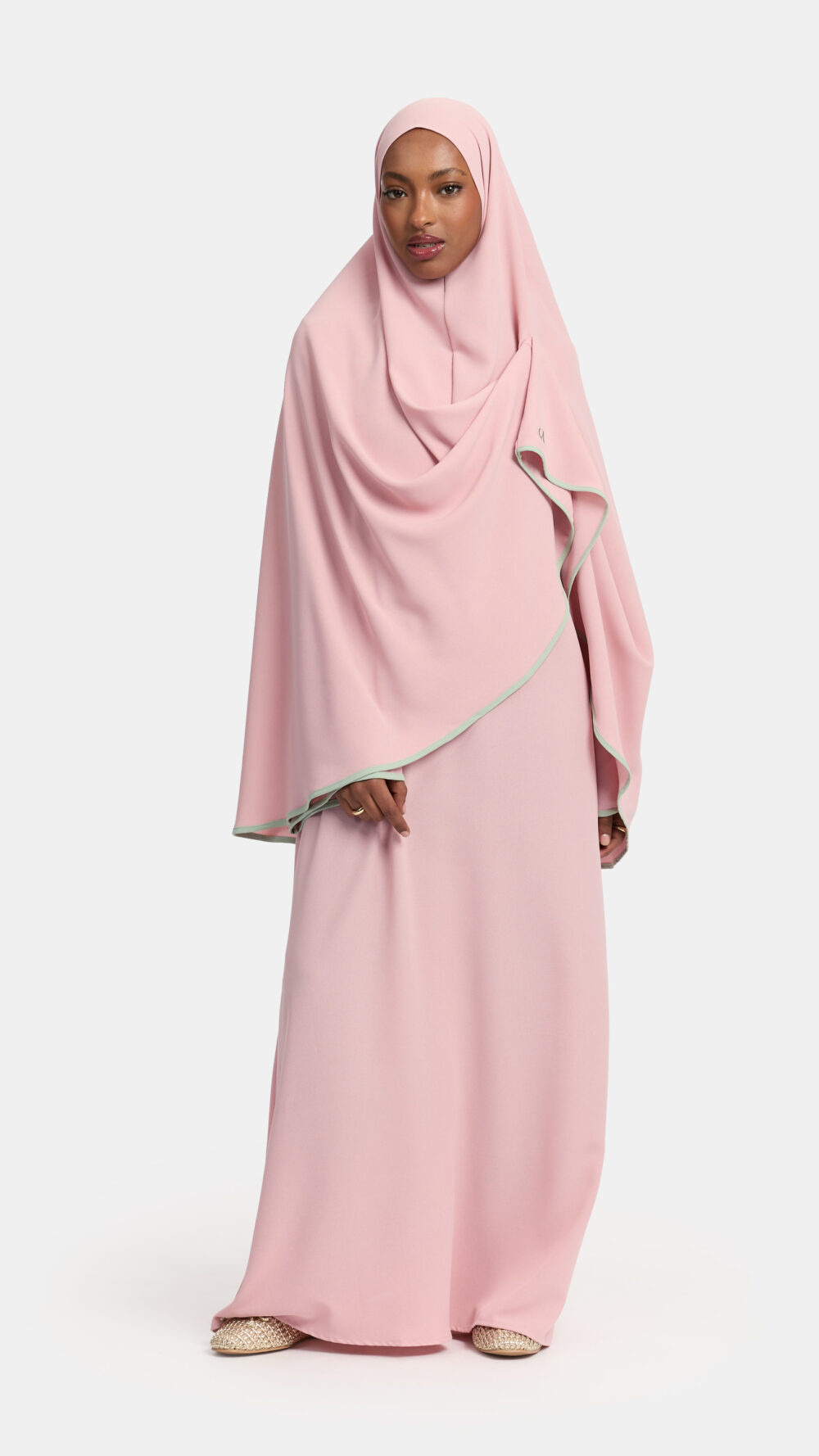 Magnet abaya and khimar set Rose