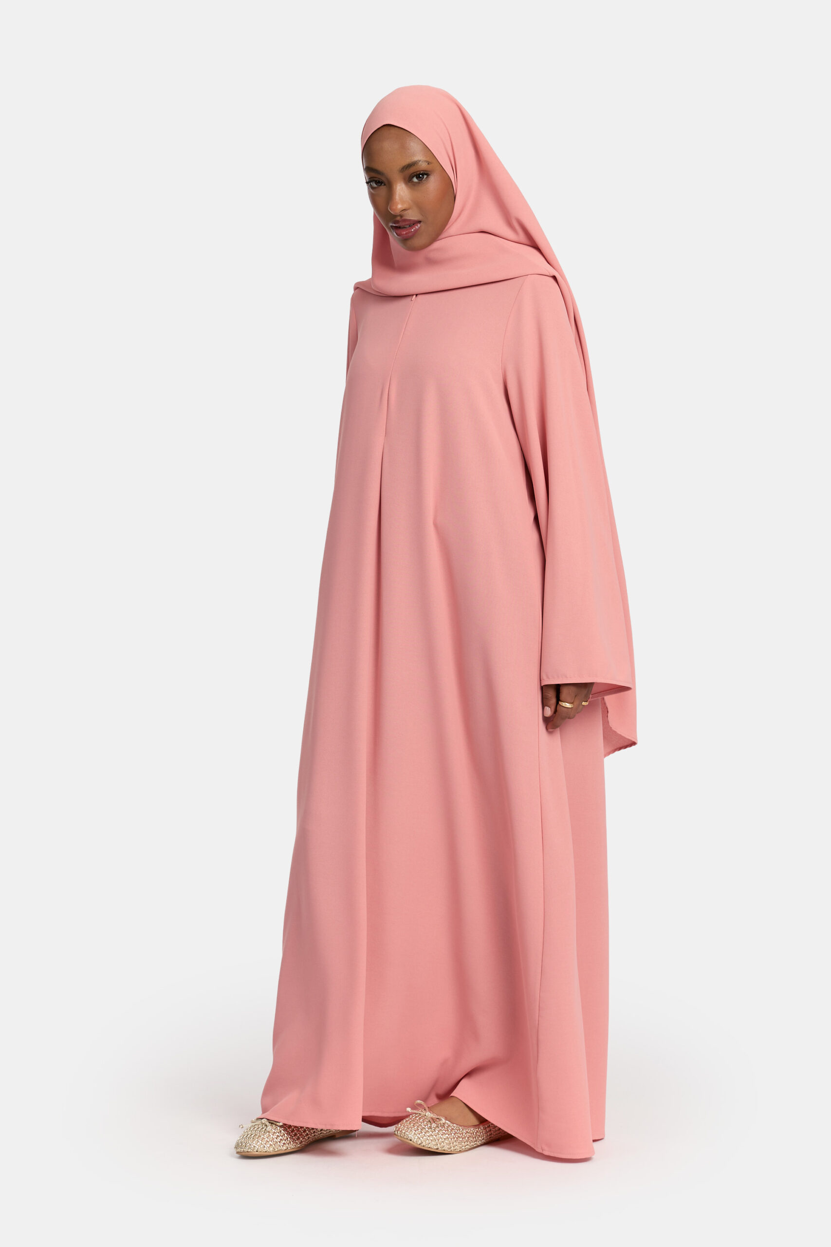 Lightweight stretch abaya Coral Pink - Afbeelding 2