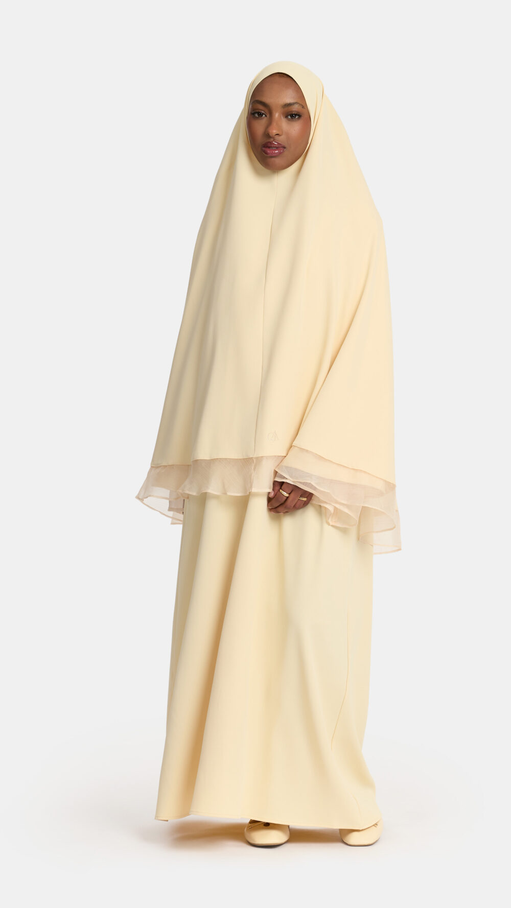Khimar Pastel Yellow (Double sleeve)