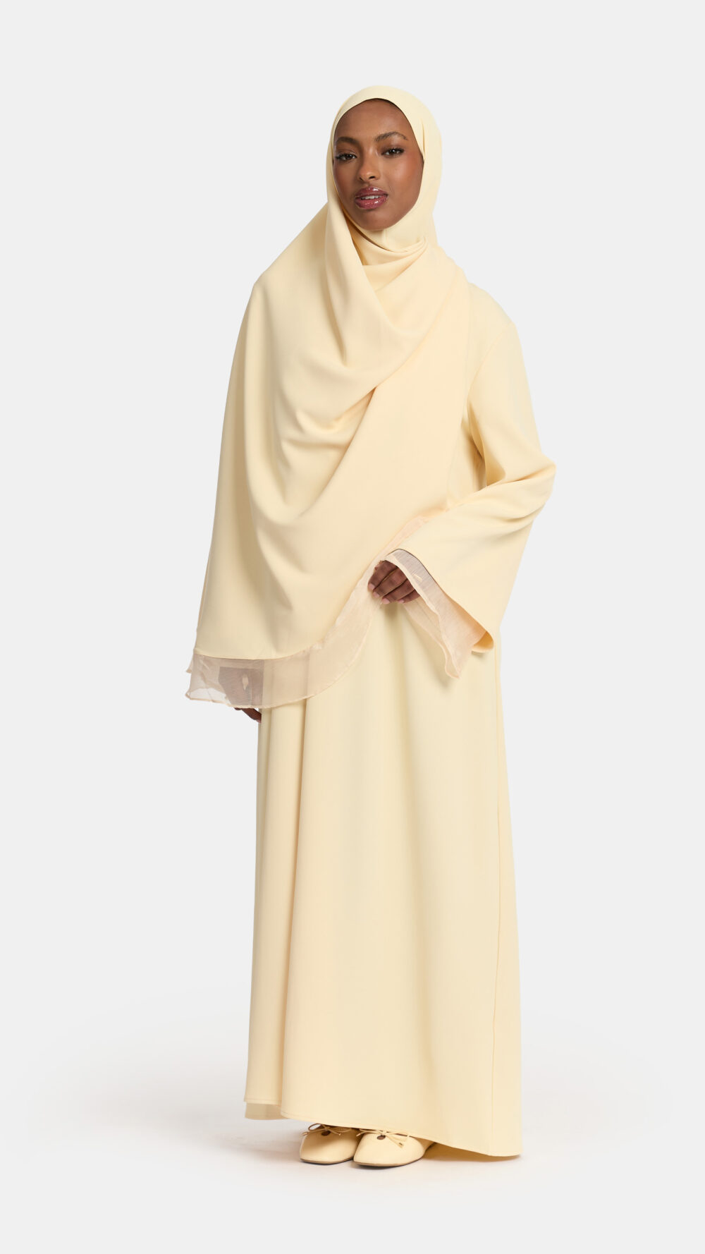 Double sleeve abaya Pastel Yellow