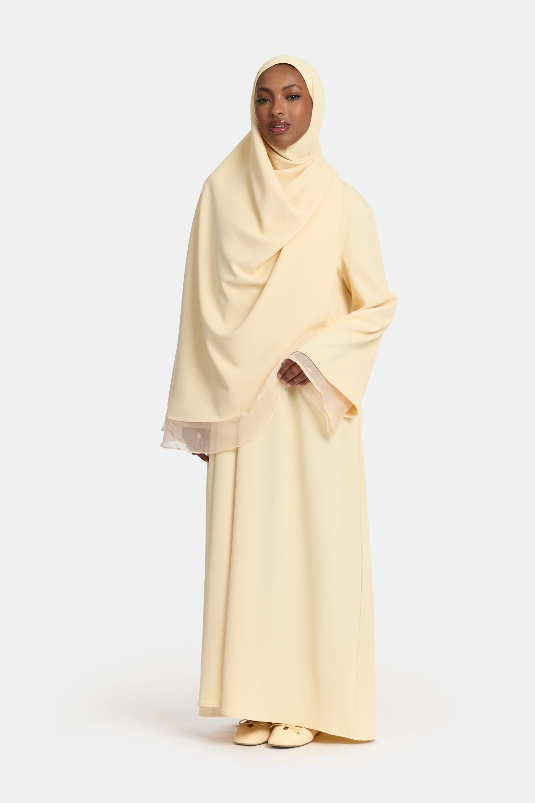 Double sleeve abaya Pastel Yellow