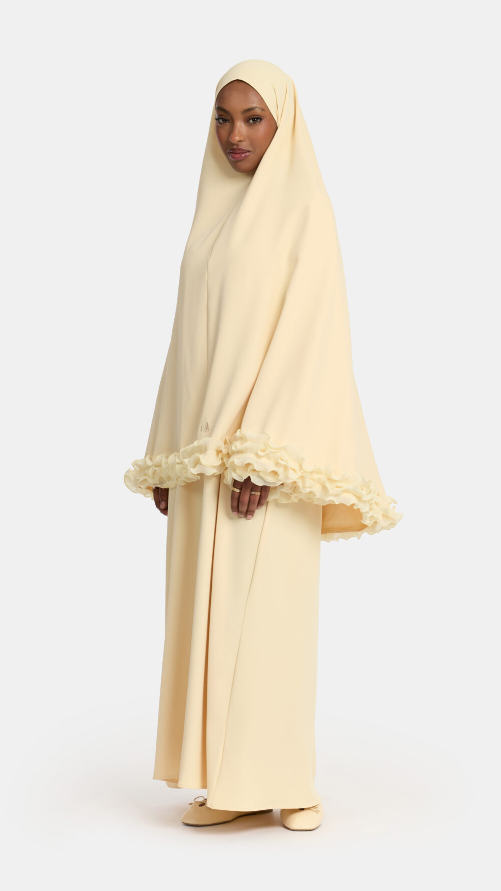 Wrinkle chiffon khimar Pastel Yellow
