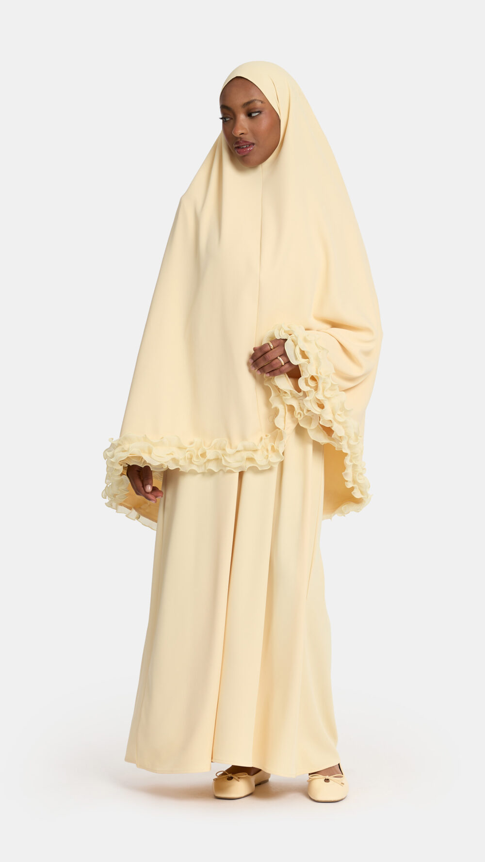Wrinkle chiffon khimar Pastel Yellow