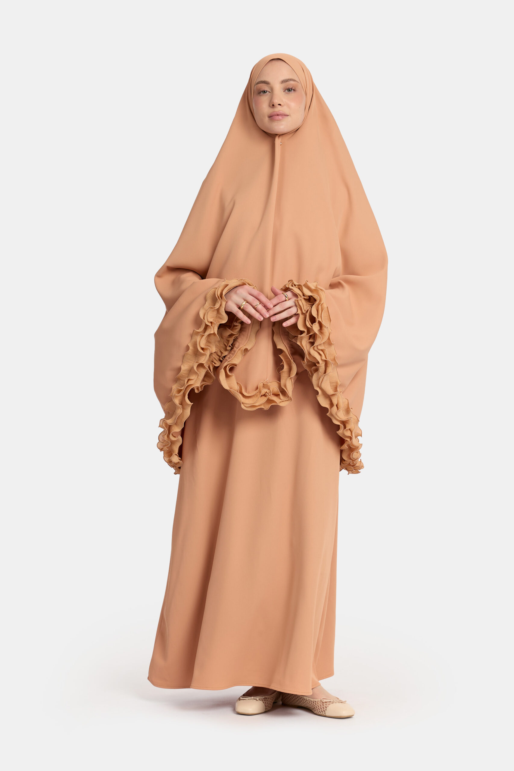 Wrinkle chiffon khimar Muskmelon - Afbeelding 2