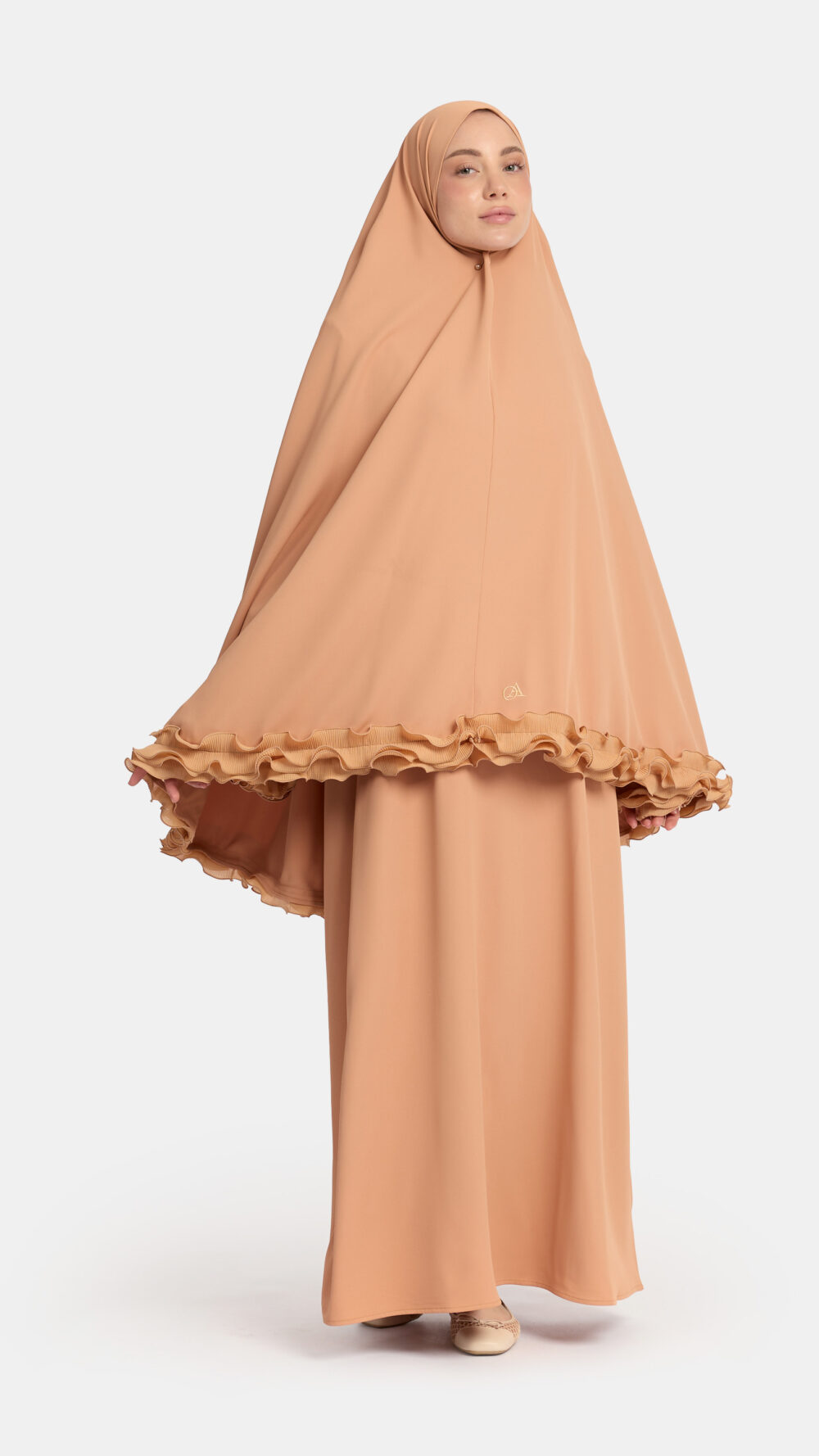 Wrinkle chiffon khimar Muskmelon
