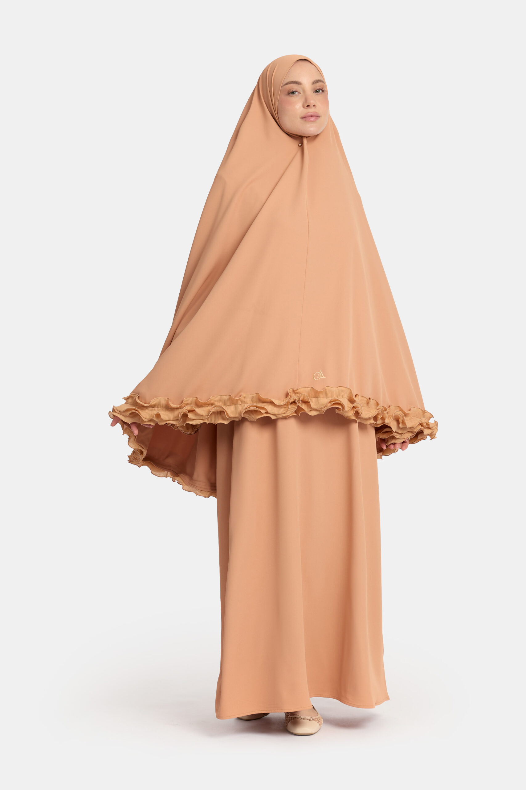 Wrinkle chiffon khimar Muskmelon