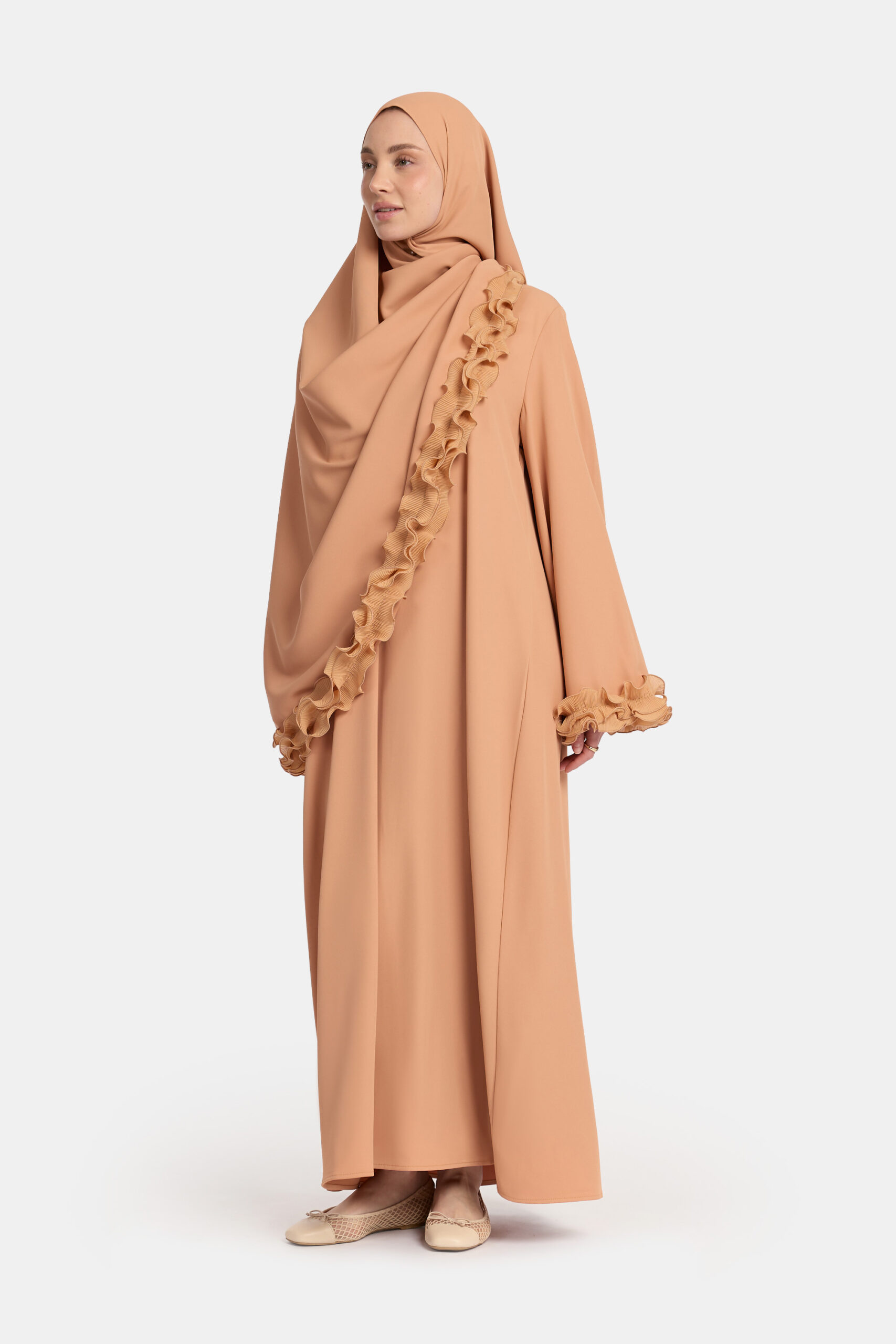 Wrinkle chiffon abaya Muskmelon - Afbeelding 2