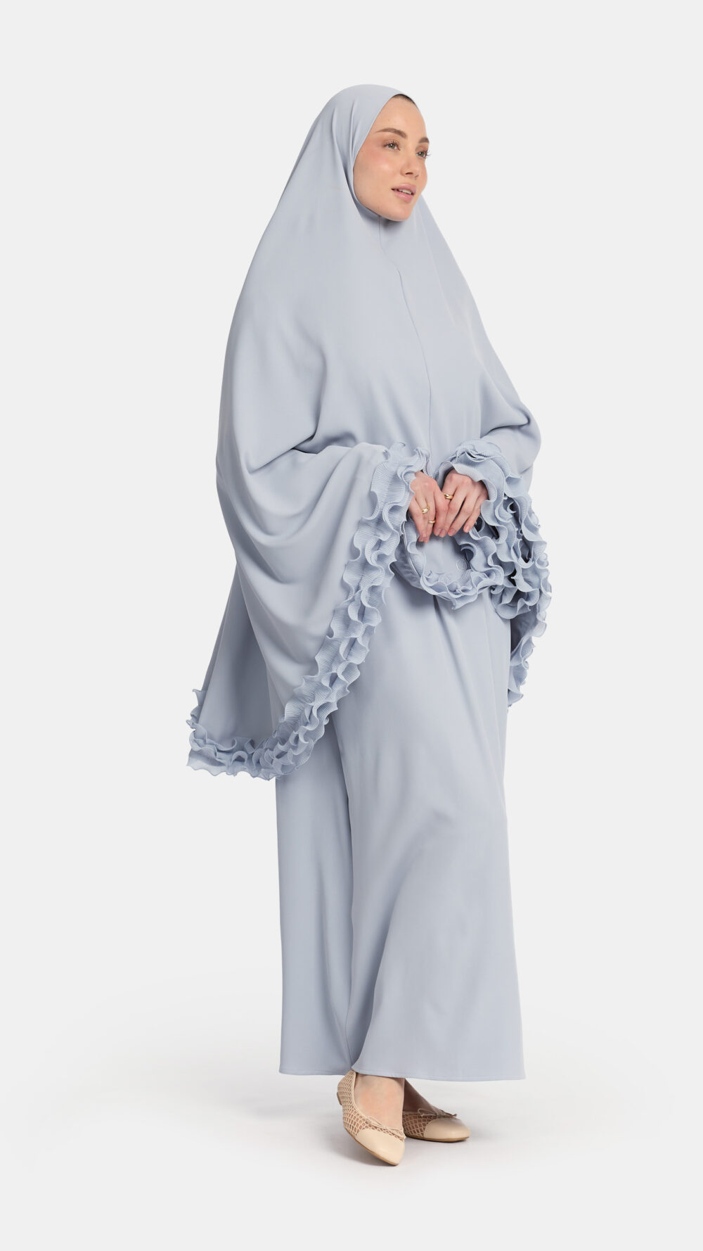Wrinkle chiffon khimar Powder Blue