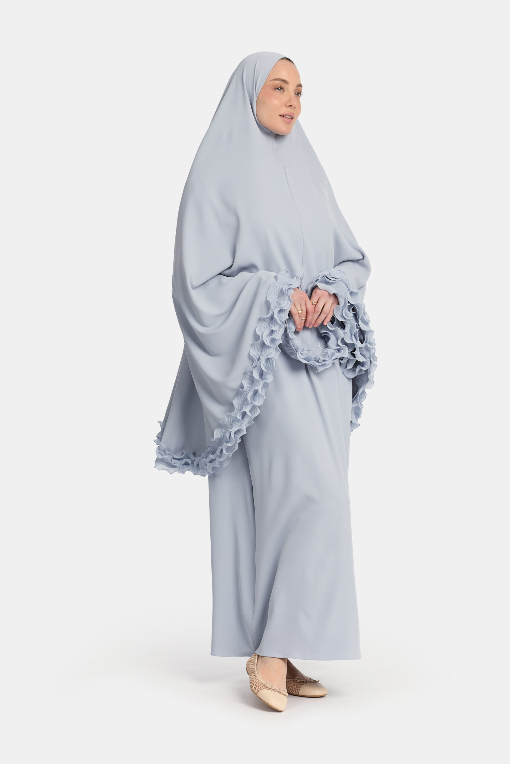 Wrinkle chiffon khimar Powder Blue