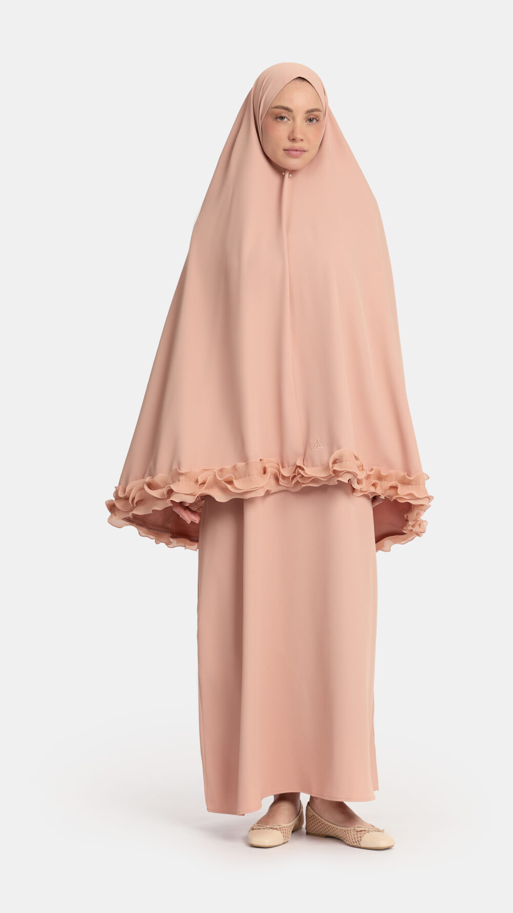 Wrinkle chiffon khimar Soft Peach