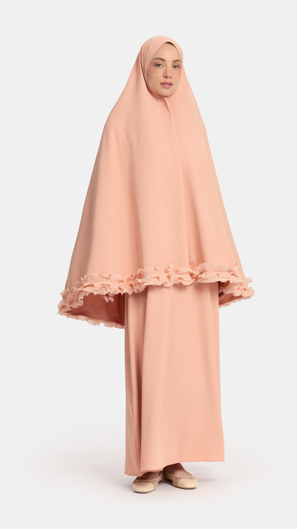 Wrinkle chiffon khimar Peach Pink