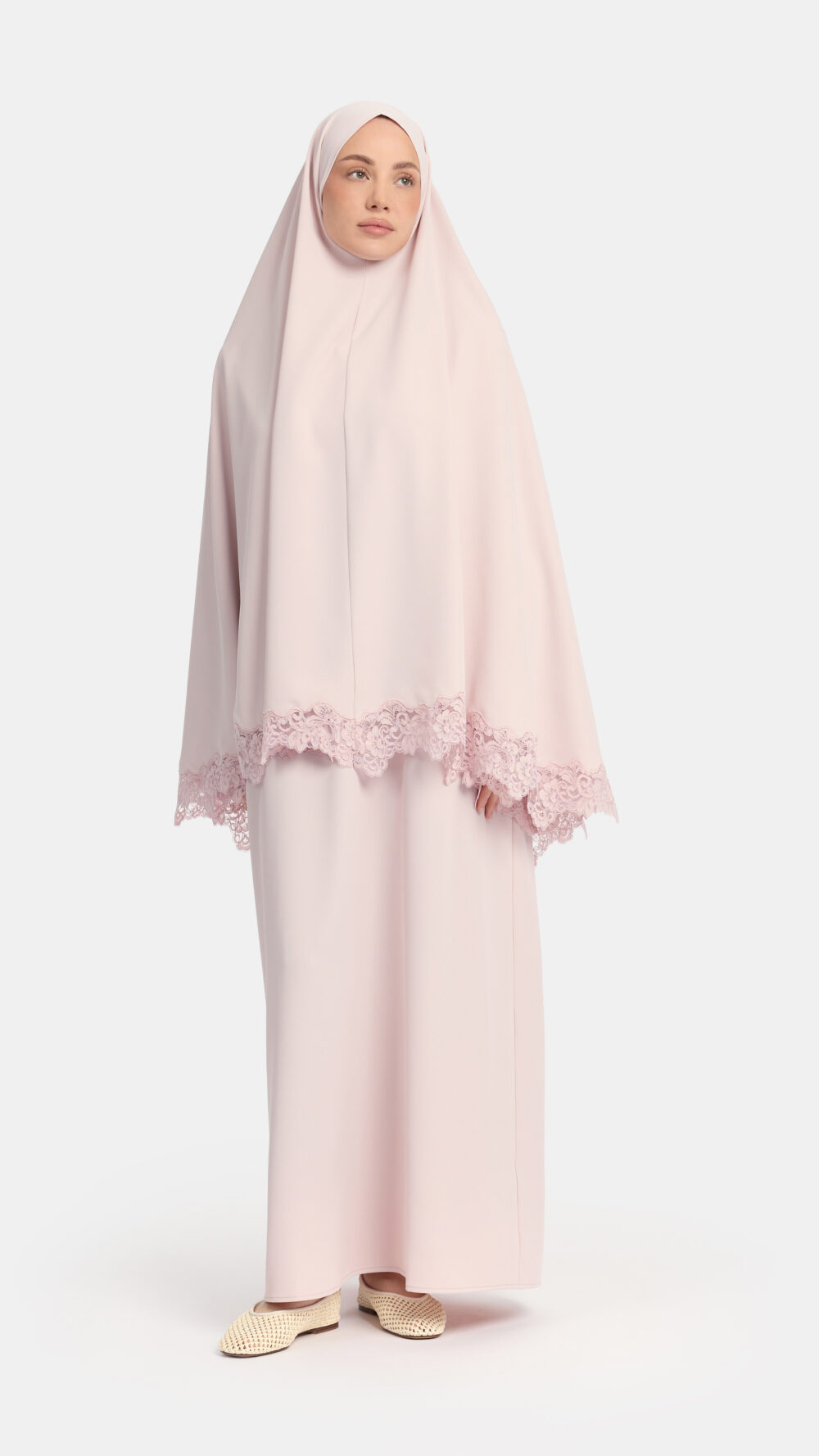 Lace khimar wavy edge Lilac Blush